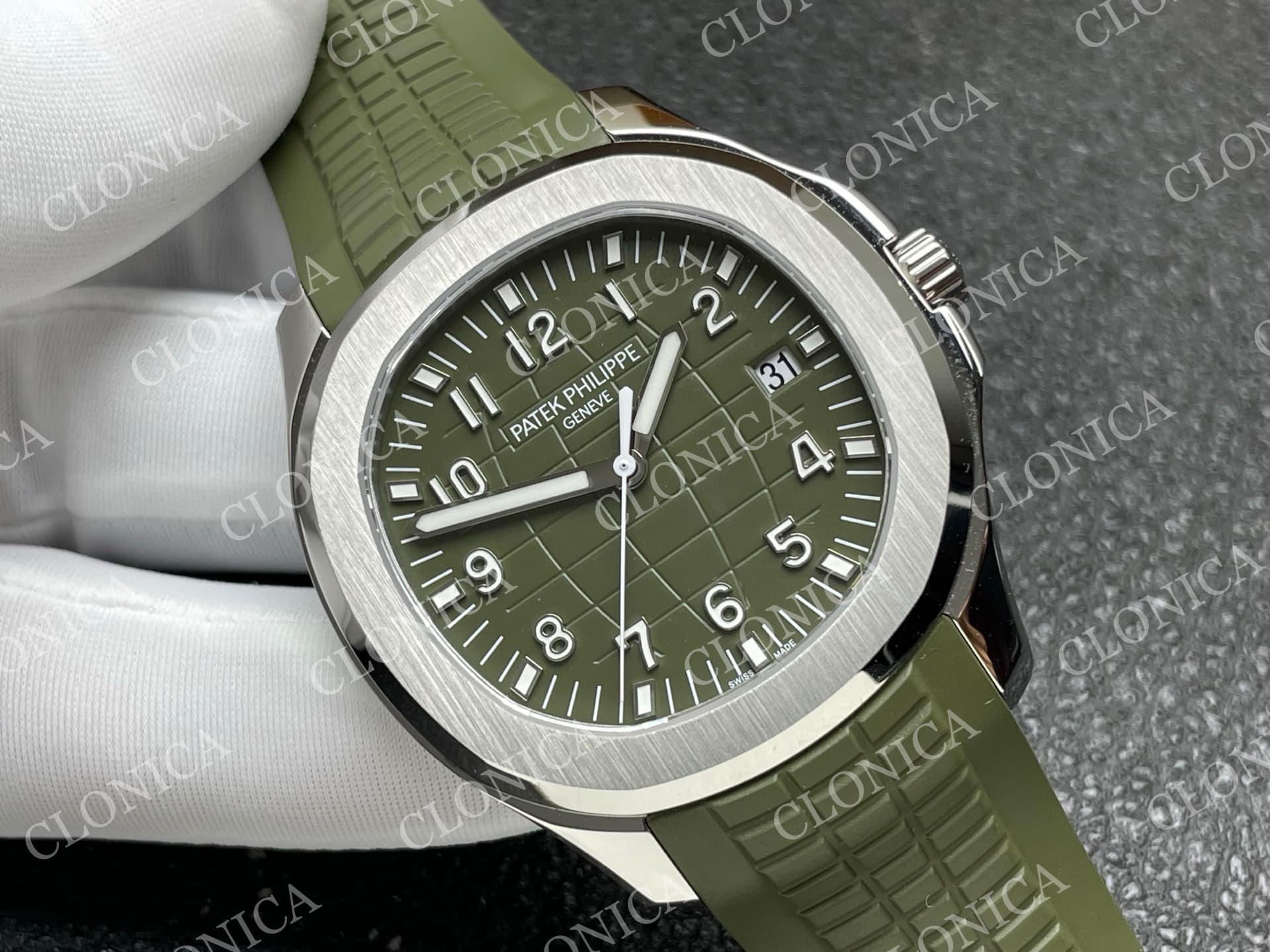 AQUANAUT 5167 SS GREEN DIAL ON GREEN STRAP — view 2