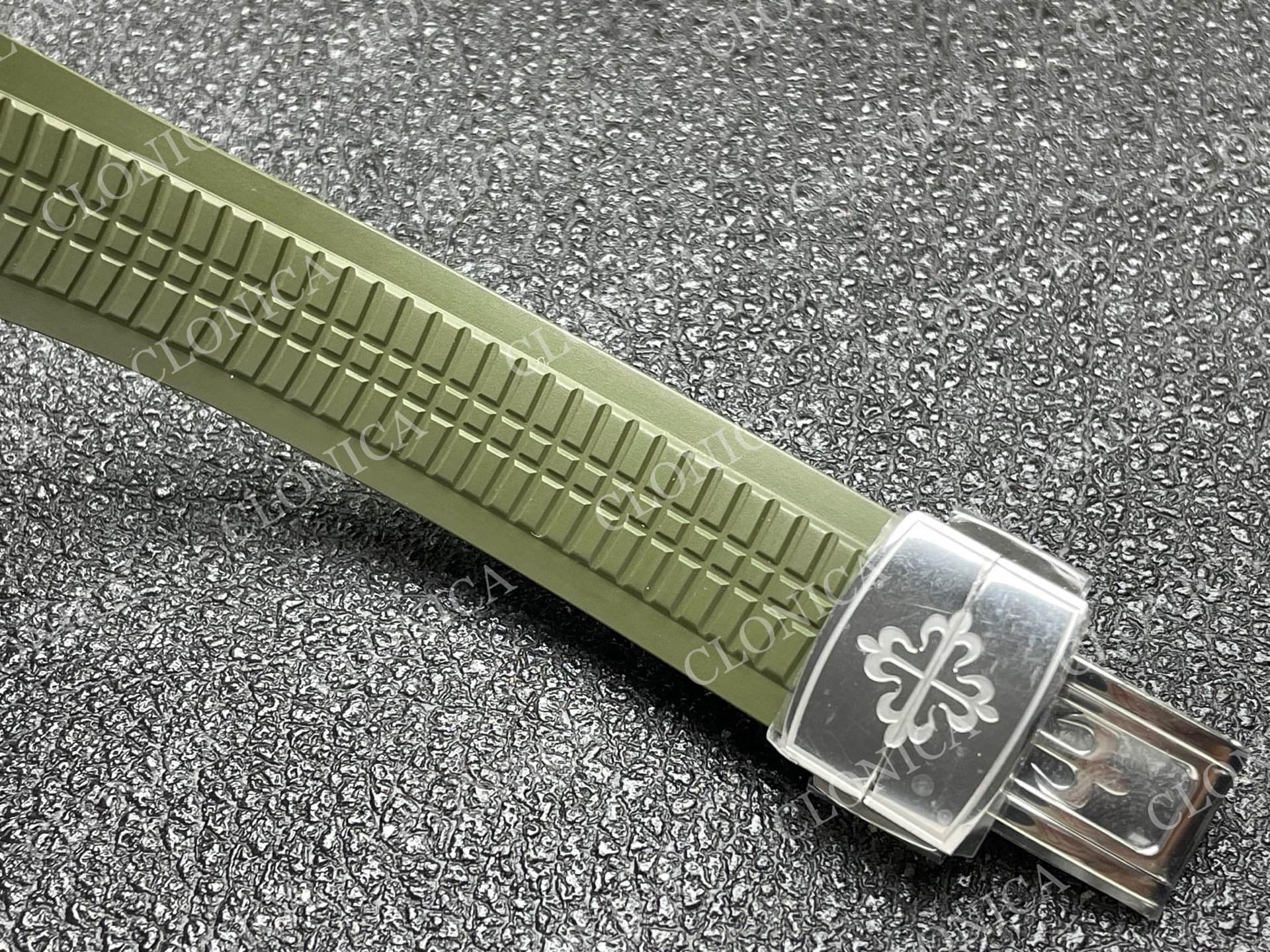 AQUANAUT 5167 SS GREEN DIAL ON GREEN STRAP — view 5