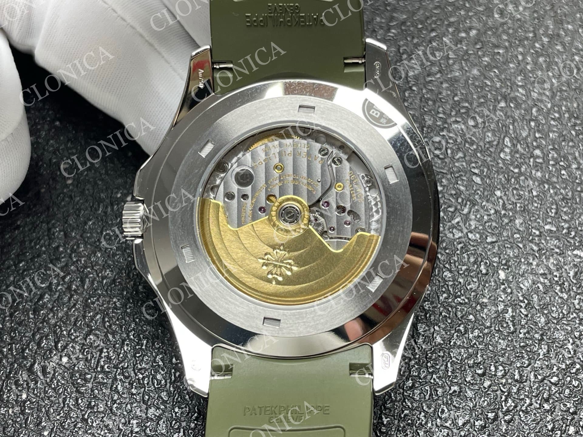 AQUANAUT 5167 SS GREEN DIAL ON GREEN STRAP — view 8