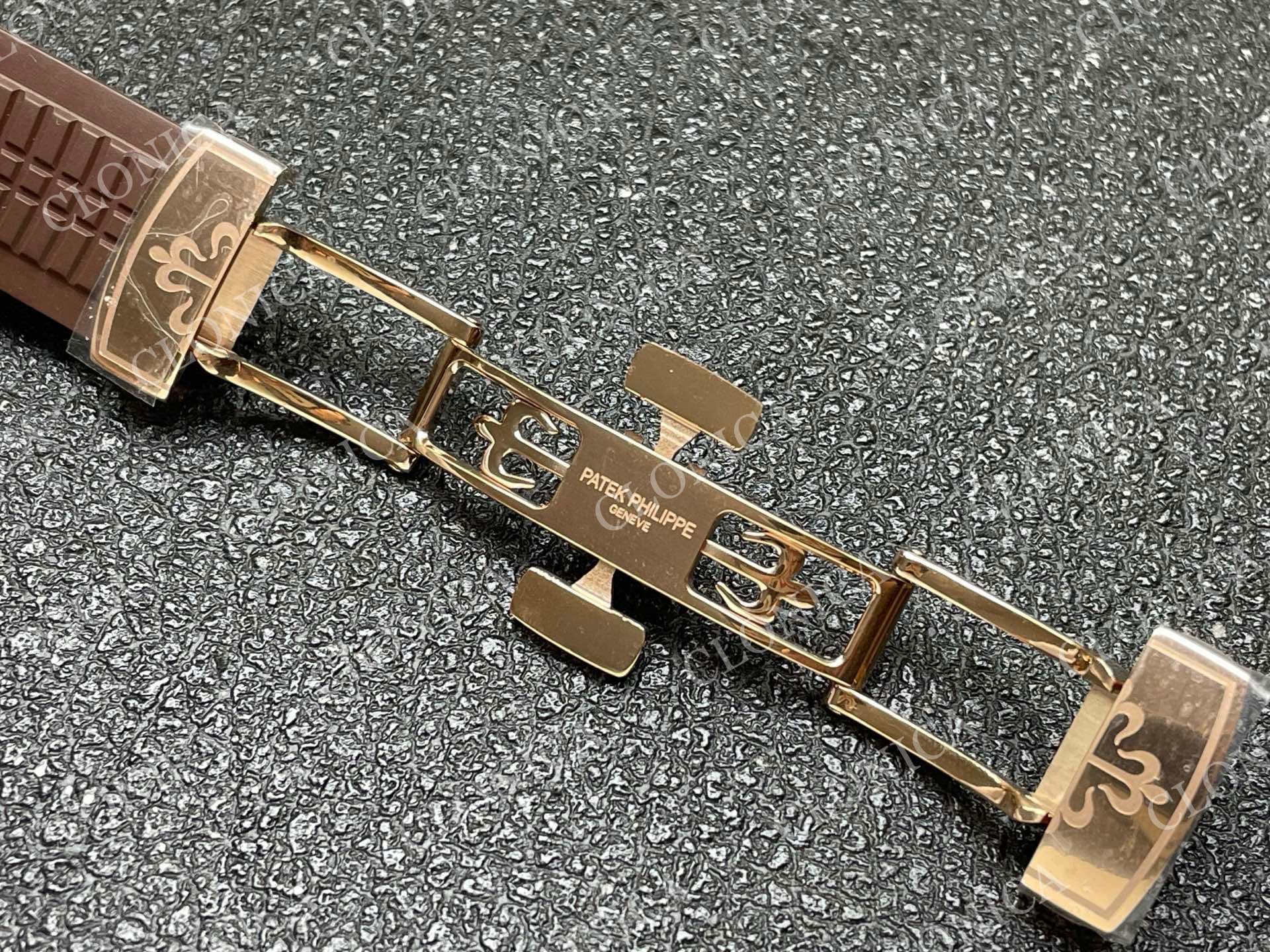 AQUANAUT 5167 RG BROWN DIAL ON BROWN RUBBER STRAP — view 5