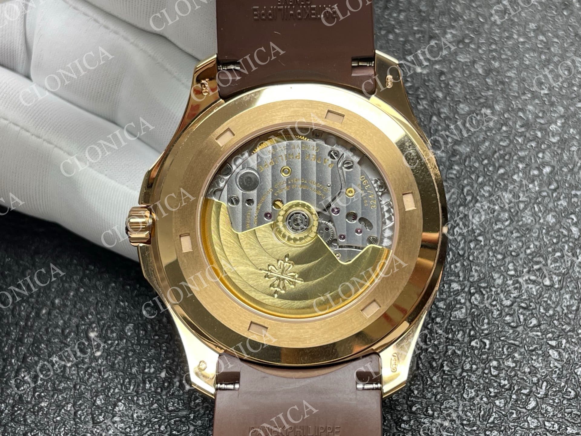 AQUANAUT 5167 RG BROWN DIAL ON BROWN RUBBER STRAP — view 7