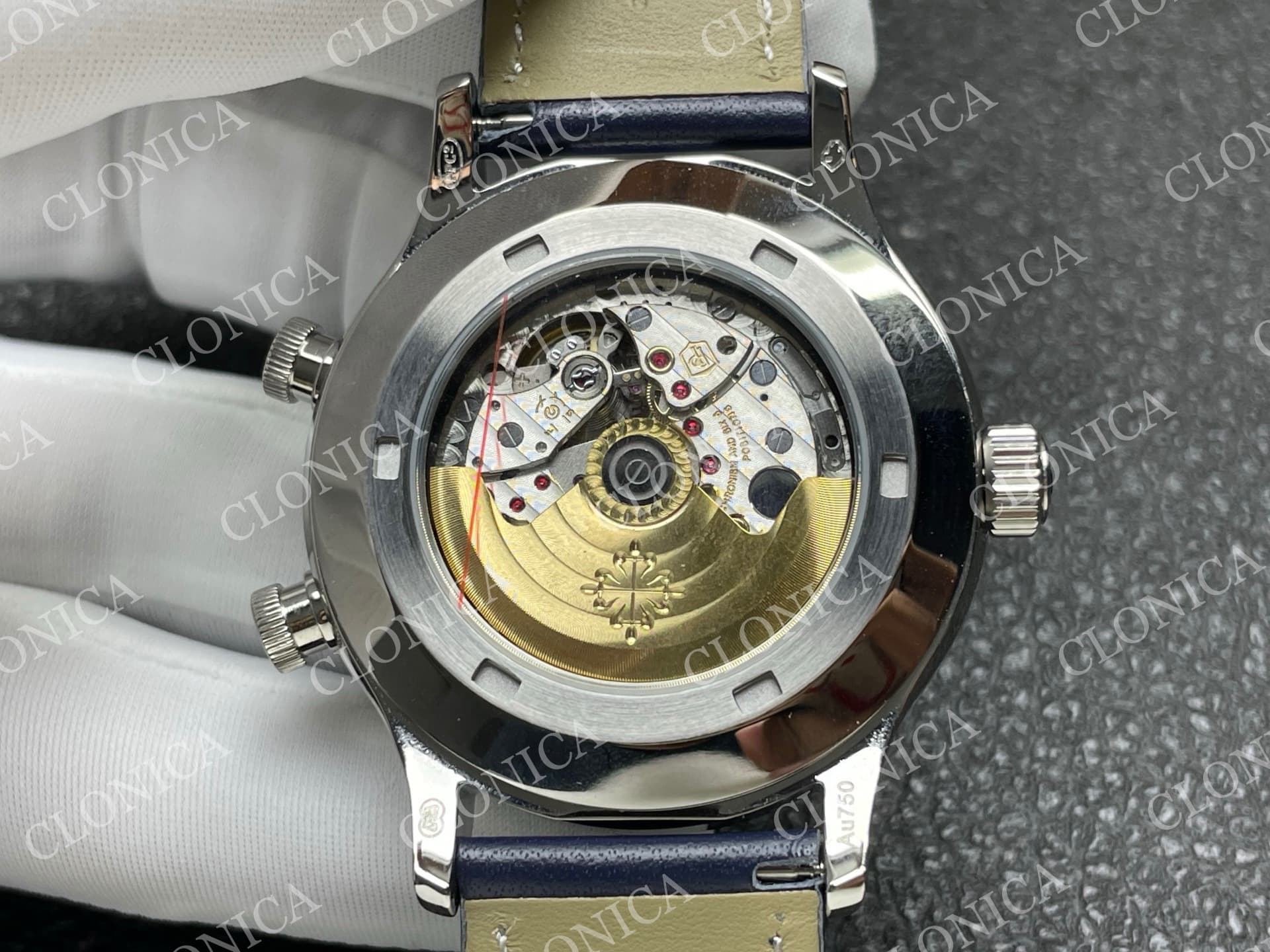 CALAVATRA TRAVEL TIME 5524 SS BLUE DIAL ON BLUE LEATHER STRAP — view 8