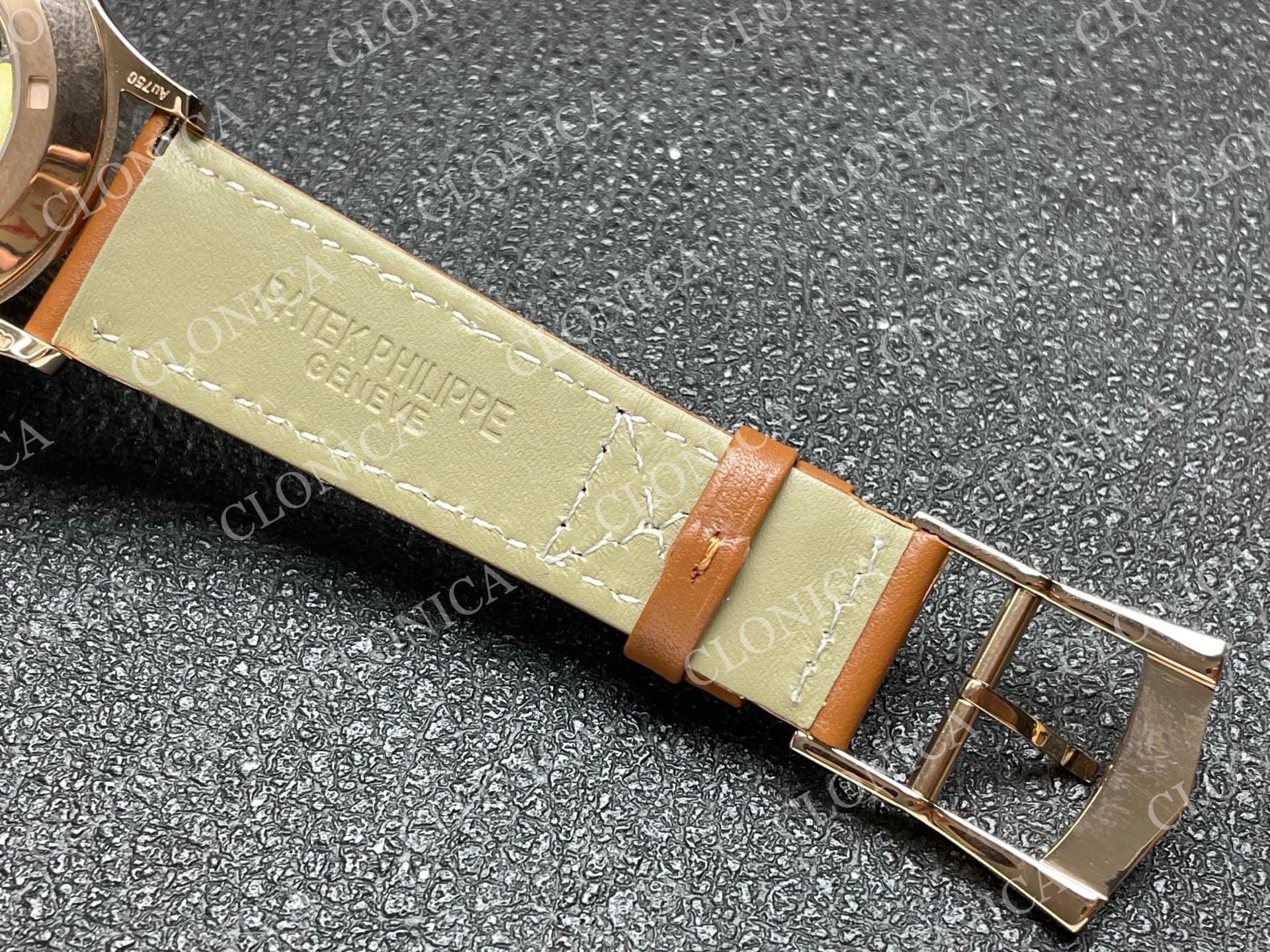 CALAVATRA TRAVEL TIME 5524 RG BROWN DIAL ON BROWN LEATHER STRAP — view 6