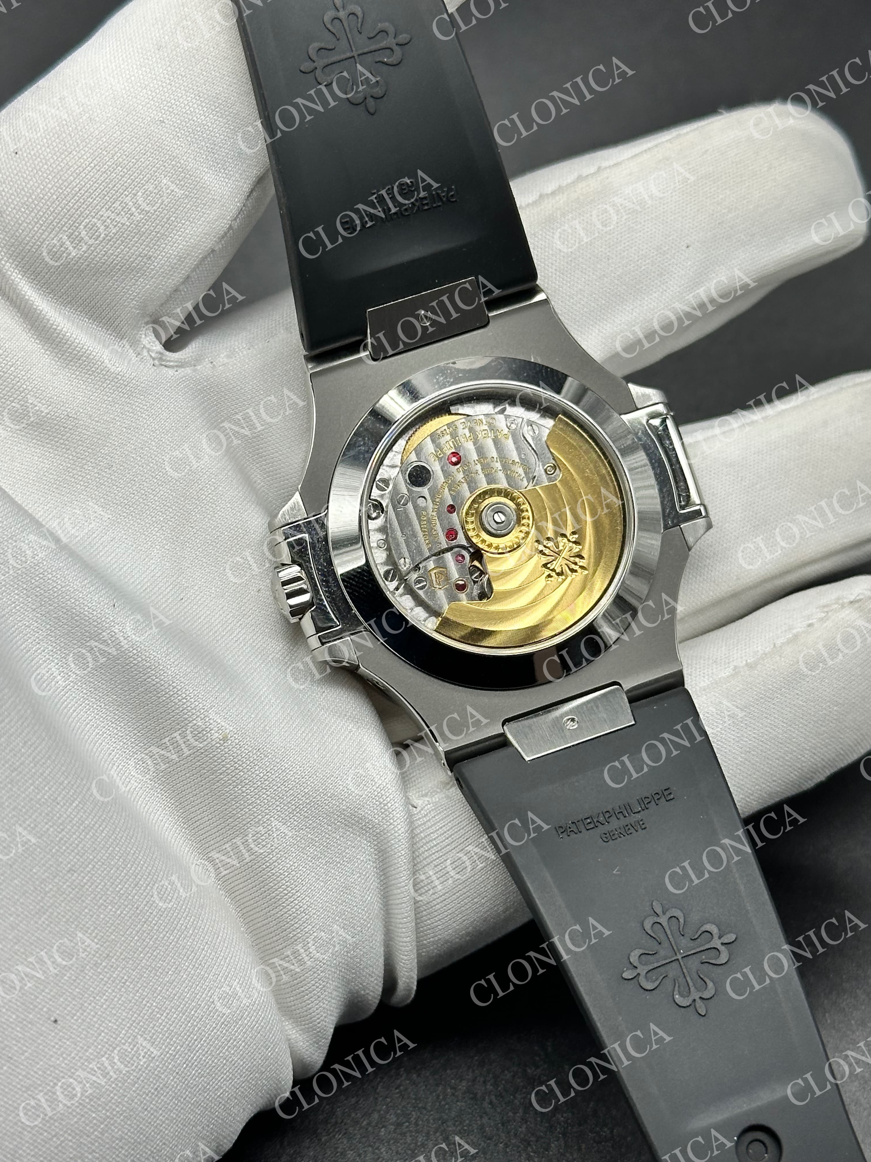 NAUTILUS 5726 FULL FUNCTION SS GRAY DIAL ON BLACK RUBBER STRAP — view 5