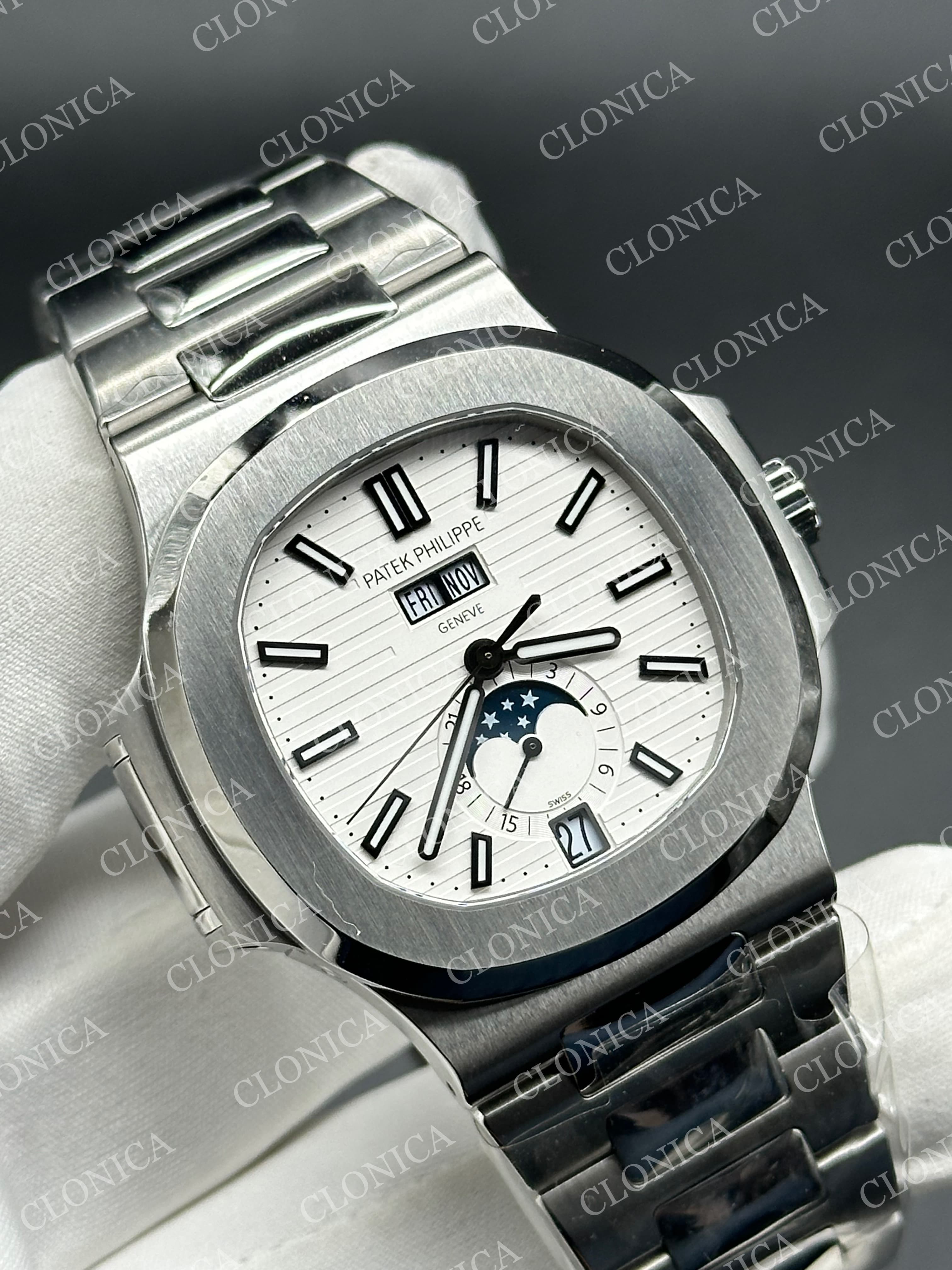 NAUTILUS 5726 FULL FUNCTION SS WHITE DIAL ON SS BRACELET — view 2