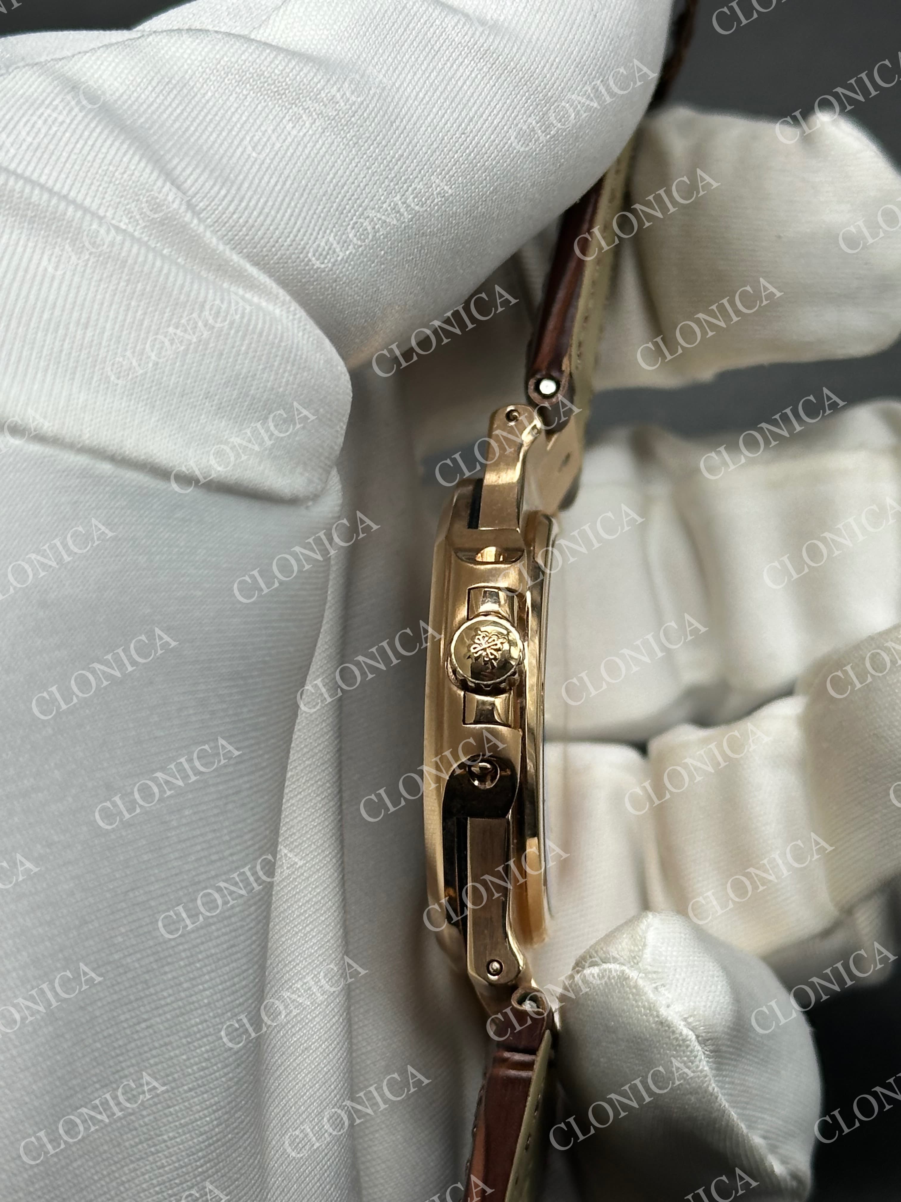 NAUTILUS 5711 BROWN TEXTURED DIAL ON BLACK LEATHER STRAP — view 4