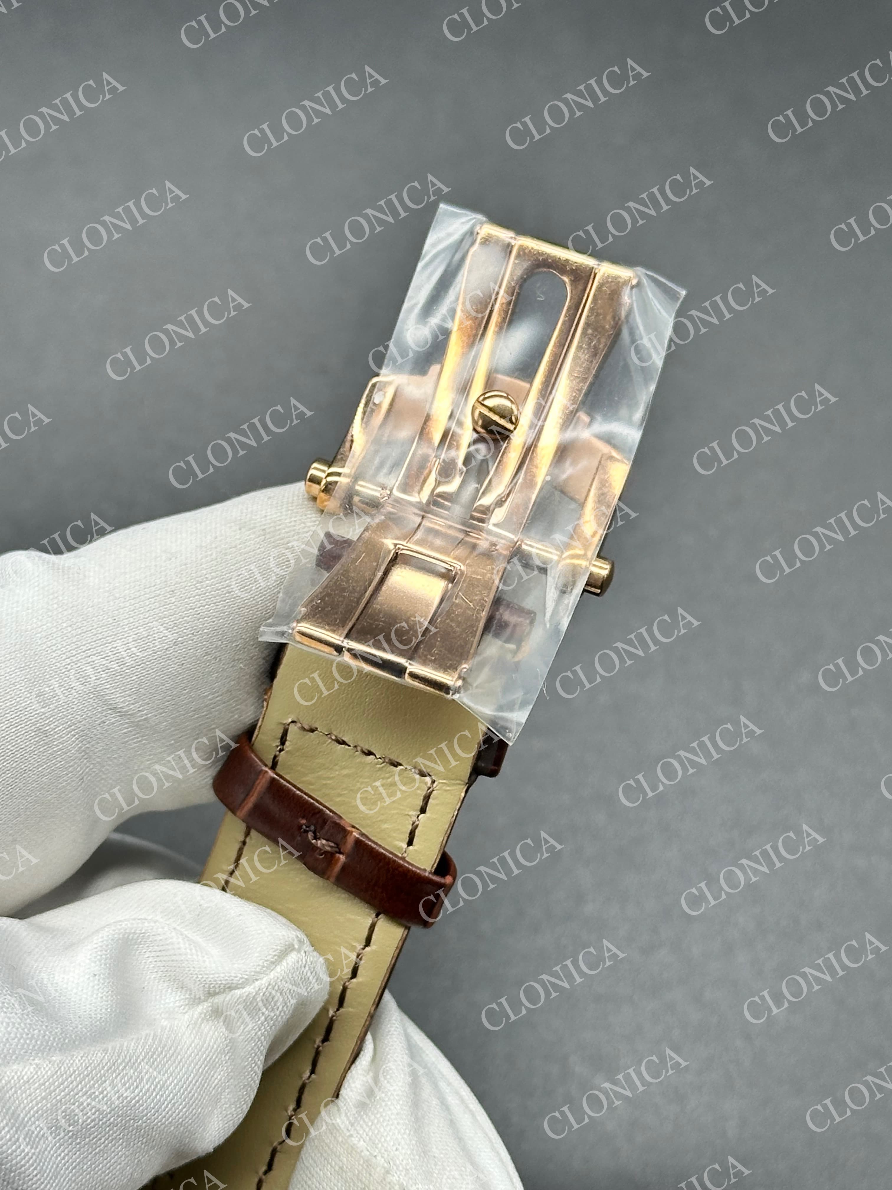 NAUTILUS 5711 BROWN TEXTURED DIAL ON BLACK LEATHER STRAP — view 7