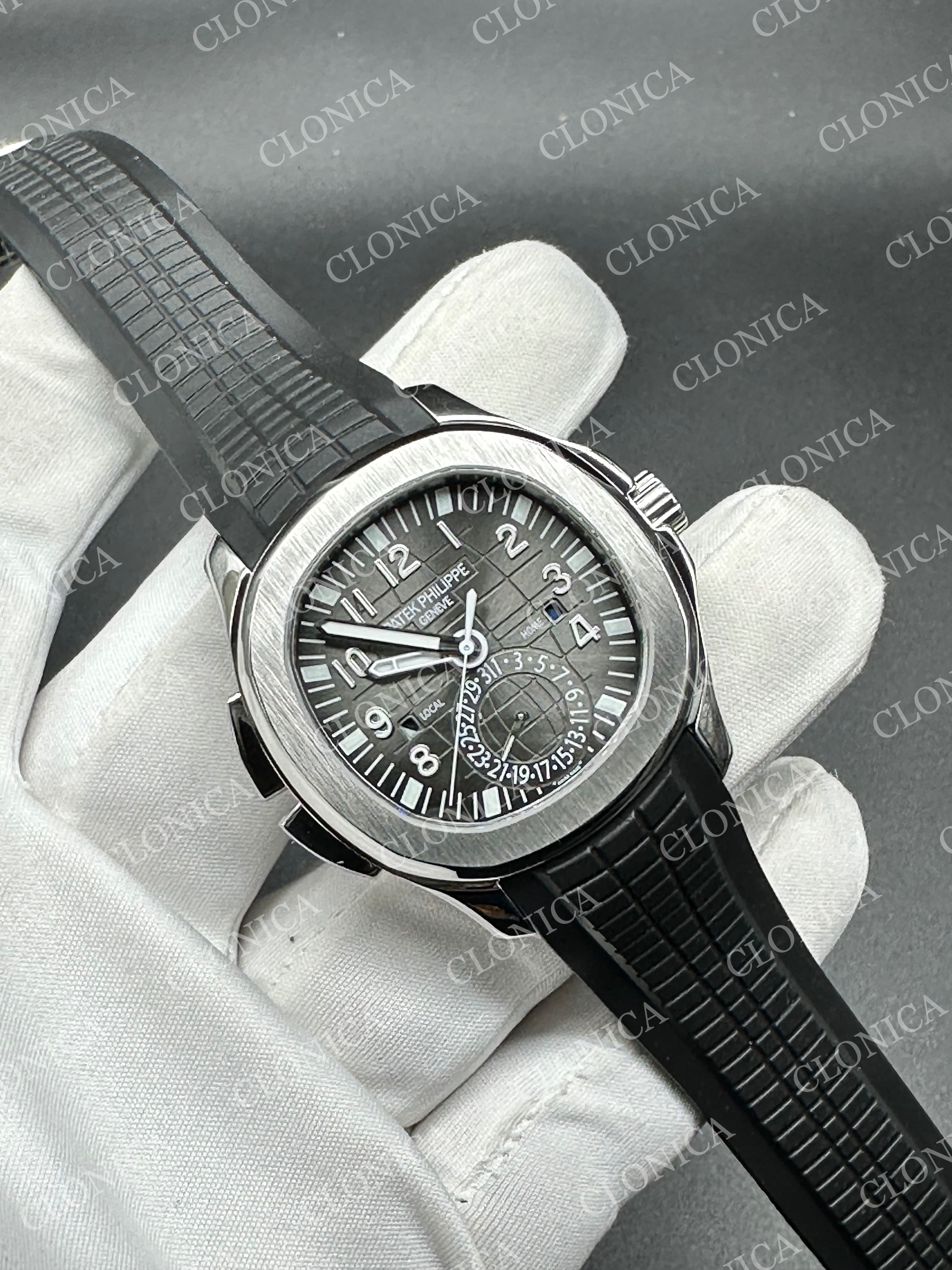 AQUANAUT 5164G SS BLACK DIAL ON BKACK RUBBER — view 2