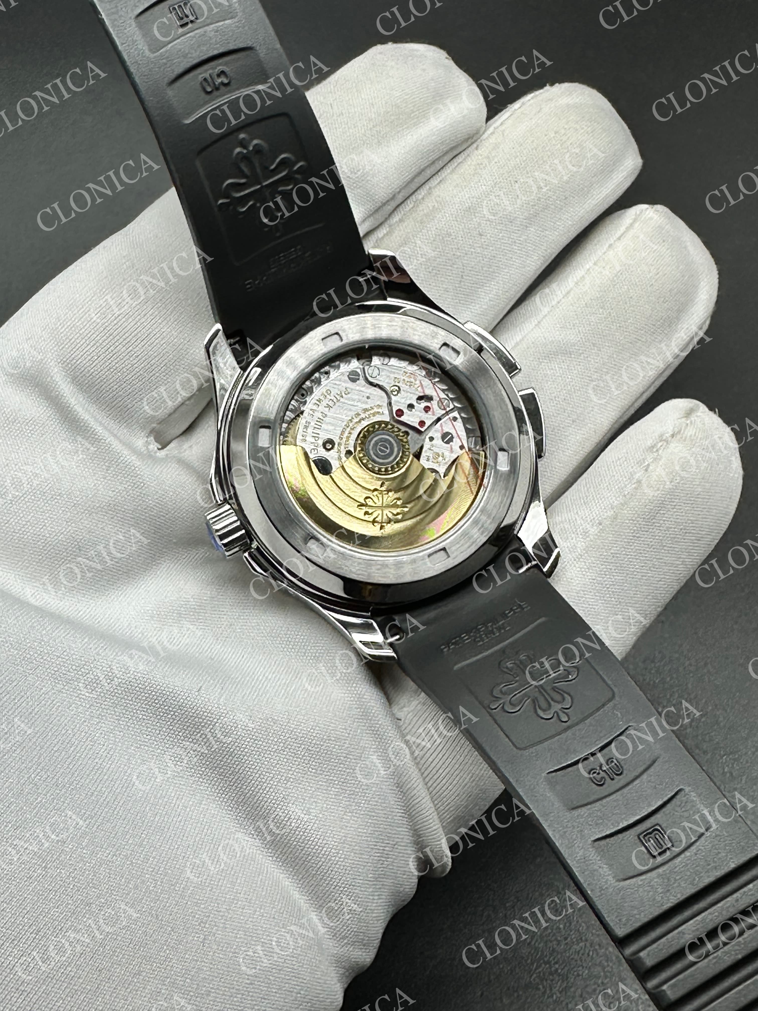 AQUANAUT 5164G SS BLACK DIAL ON BKACK RUBBER — view 6