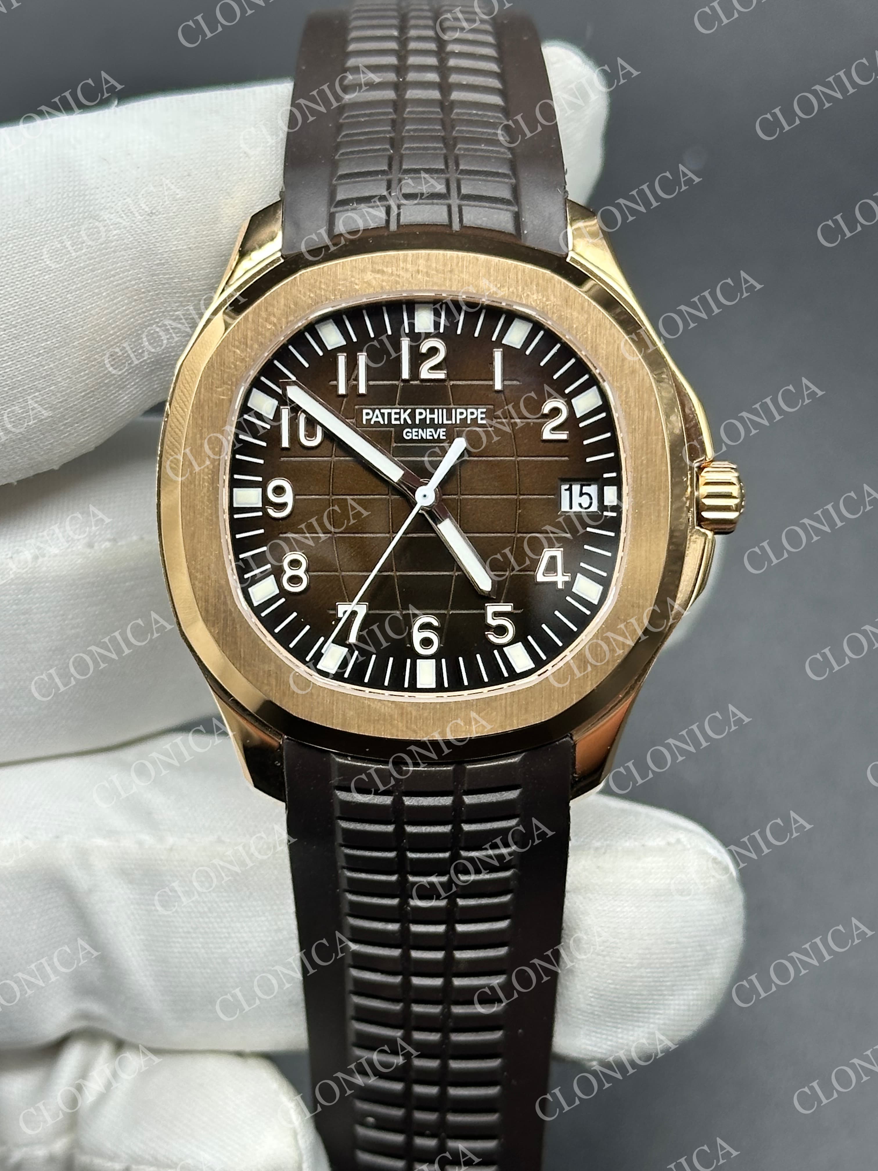 AQUANAUT 5167 RG BROWN DIAL ON BROWN RUBBER STRAP