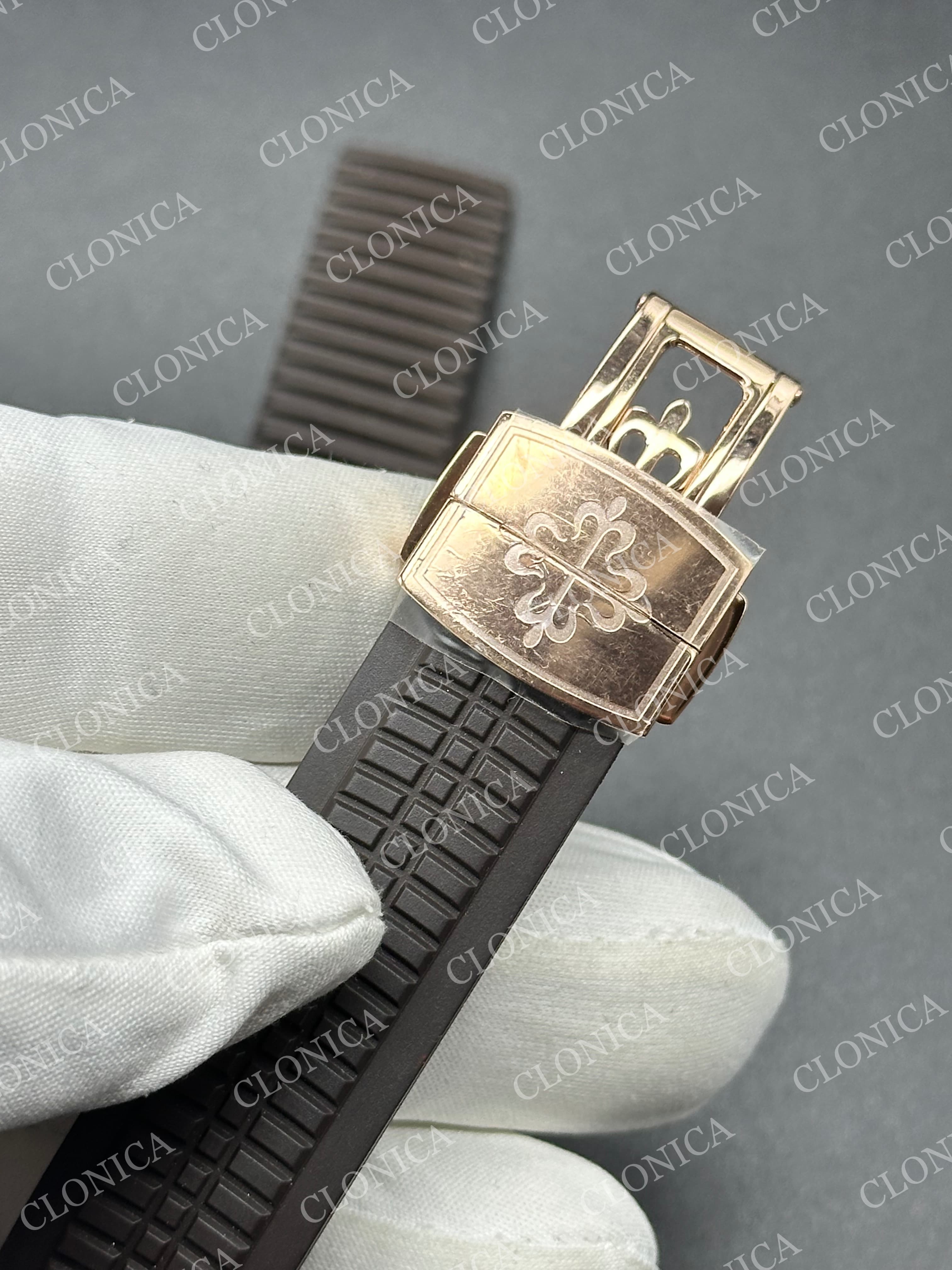AQUANAUT 5167 RG BROWN DIAL ON BROWN RUBBER STRAP — view 8