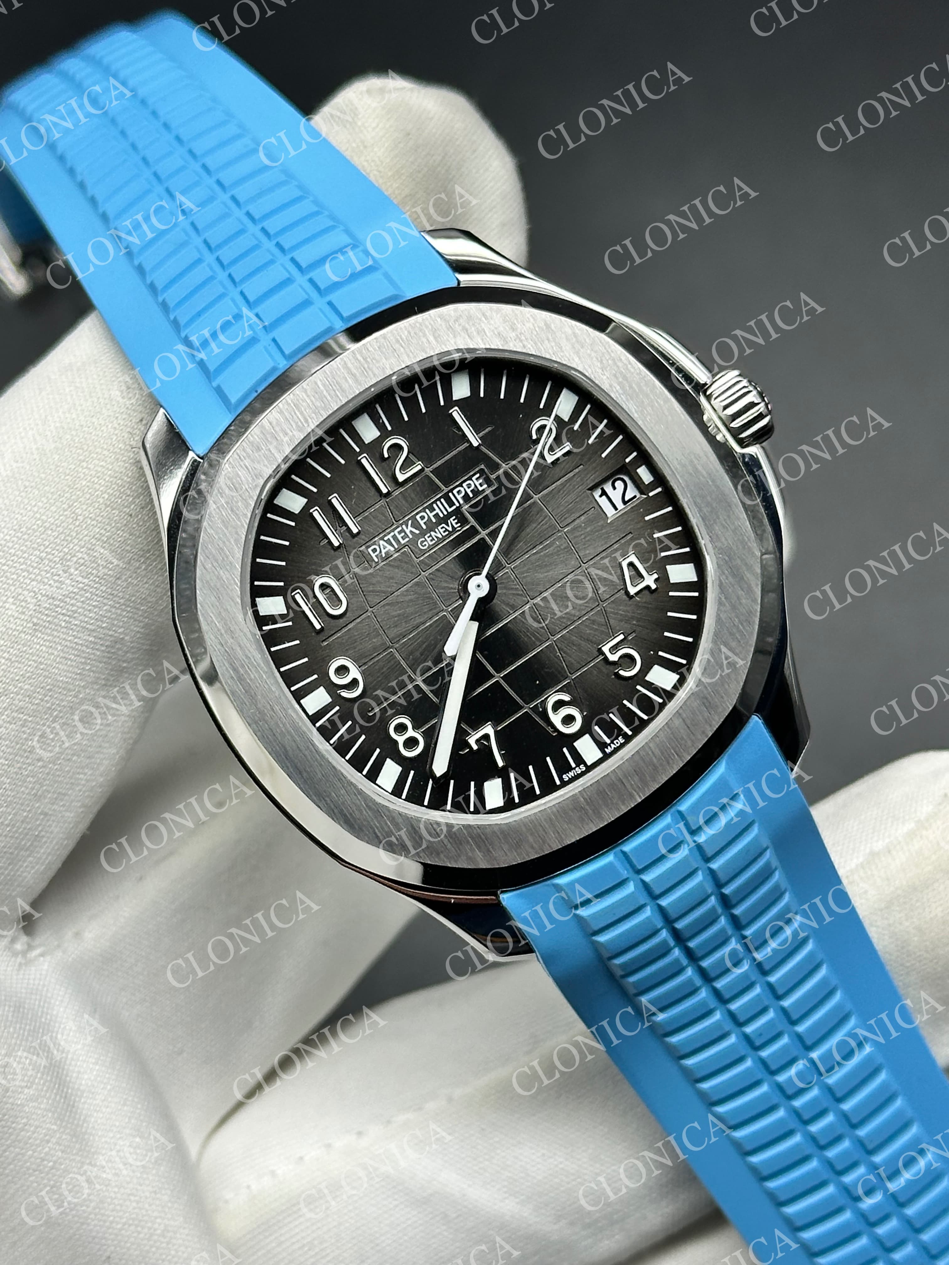 AQUANAUT 5167 SS BLACK DIAL ON BLACK STRAP — view 2