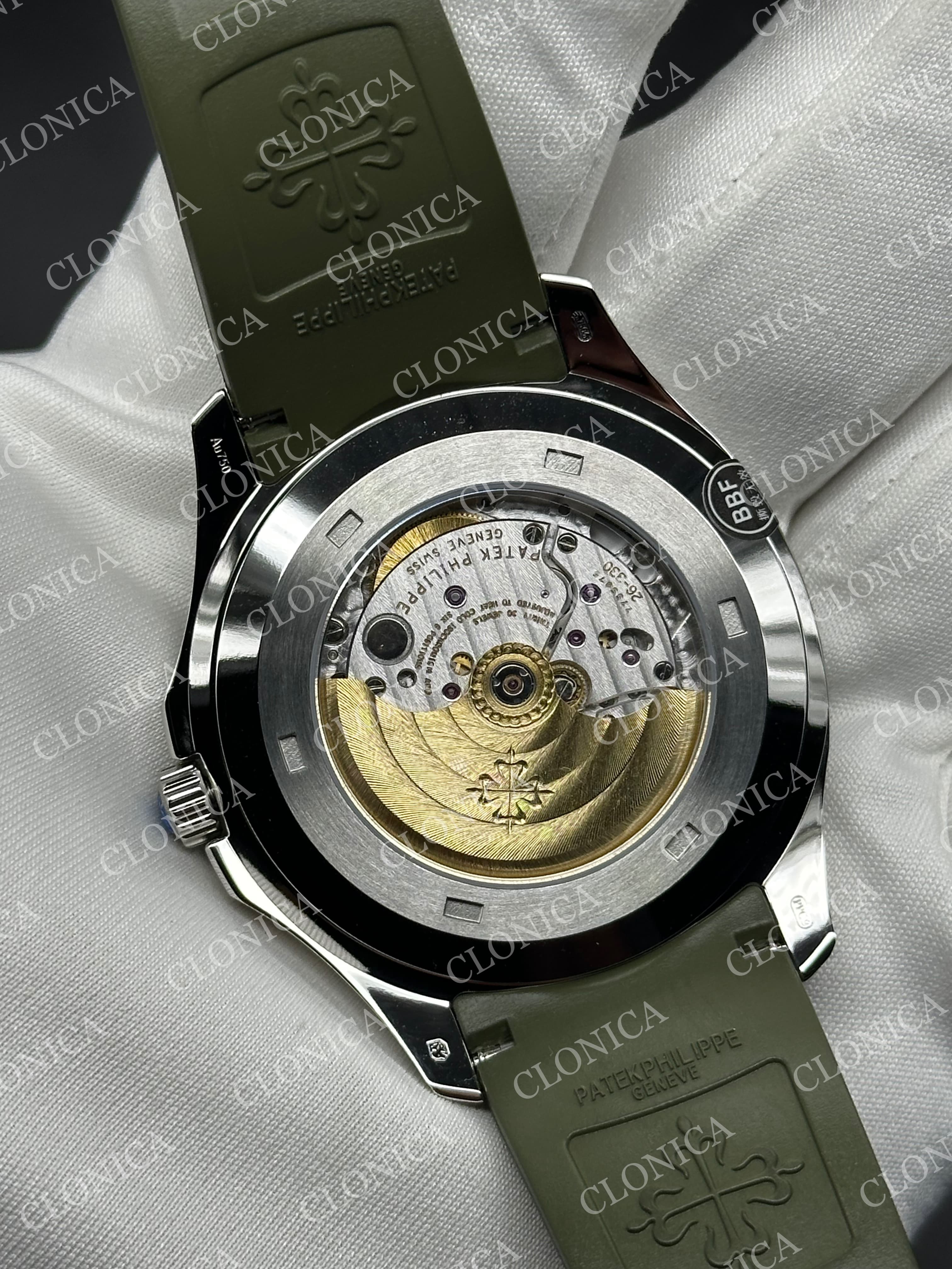 AQUANAUT JUMBO 5168G-001 SS 1:1 BEST EDITION GREEN DIAL ON GREEN RUBBER STRAP SUPER CLONE 26-330 V2 — view 5