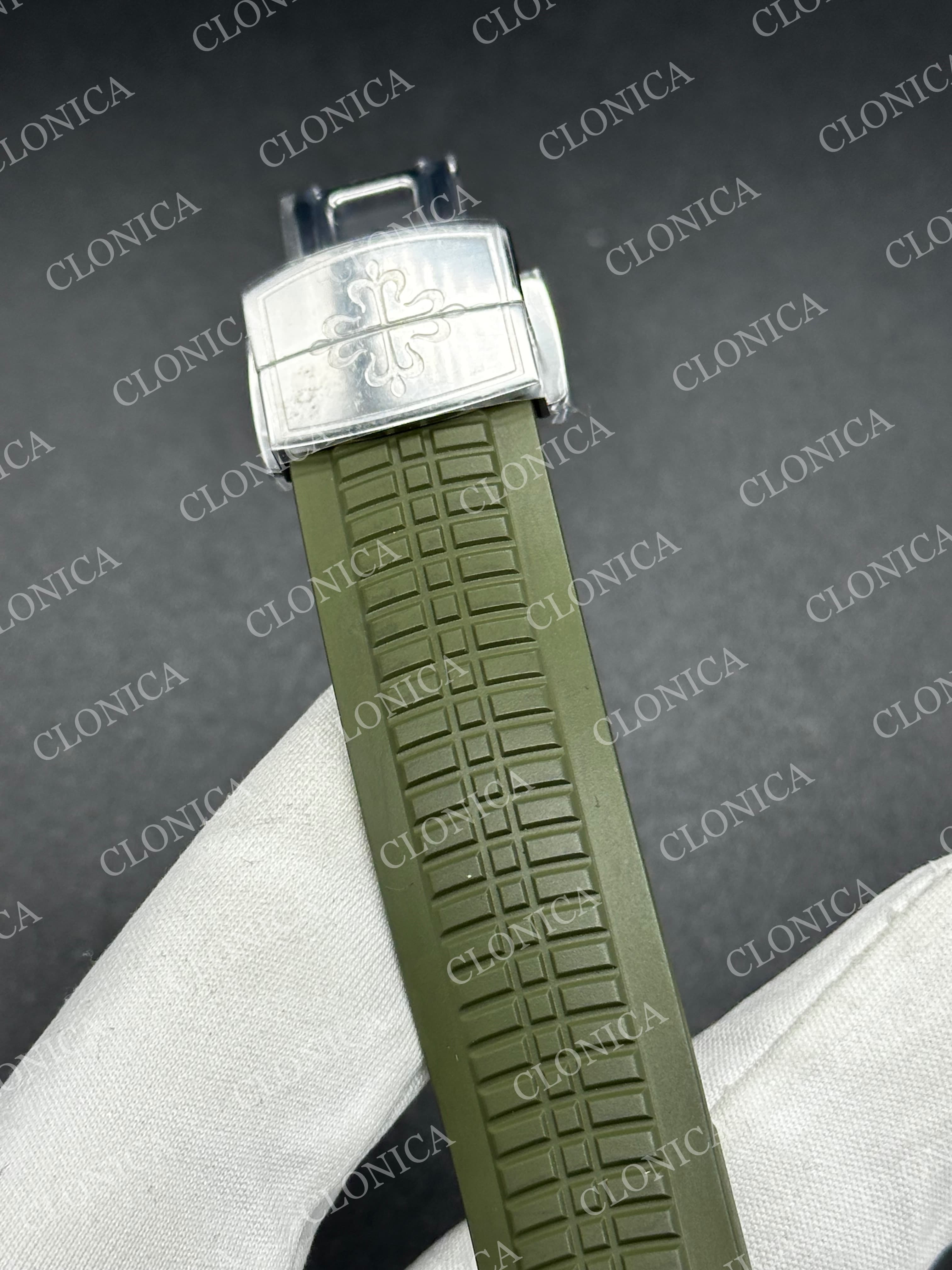 AQUANAUT JUMBO 5168G-001 SS 1:1 BEST EDITION GREEN DIAL ON GREEN RUBBER STRAP SUPER CLONE 26-330 V2 — view 6