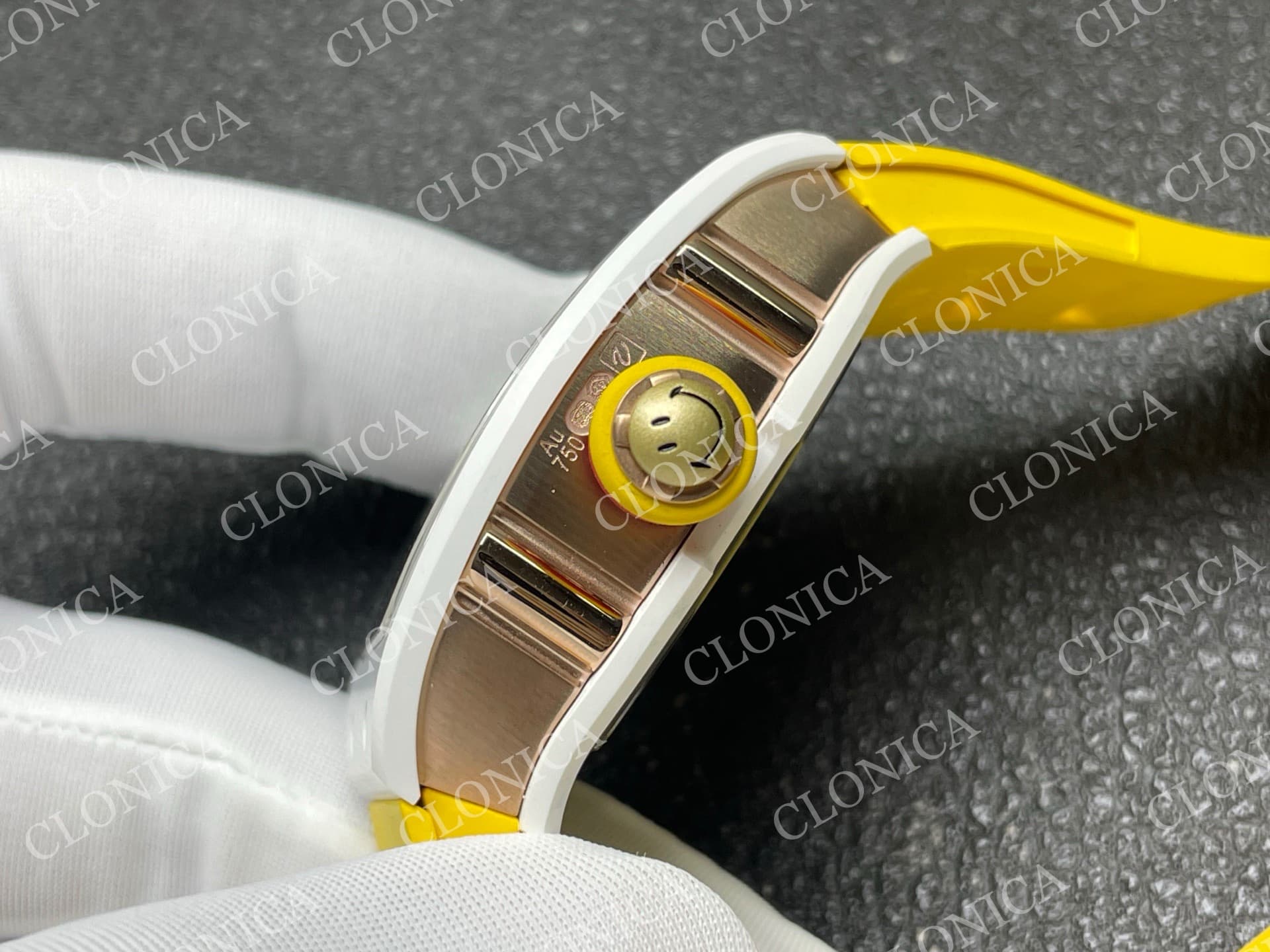 RM88 TOURBILLON SMILEY WHITE CERAMIC RMF BEST EDITION ON YELLOW RUBBER STRAP — view 7