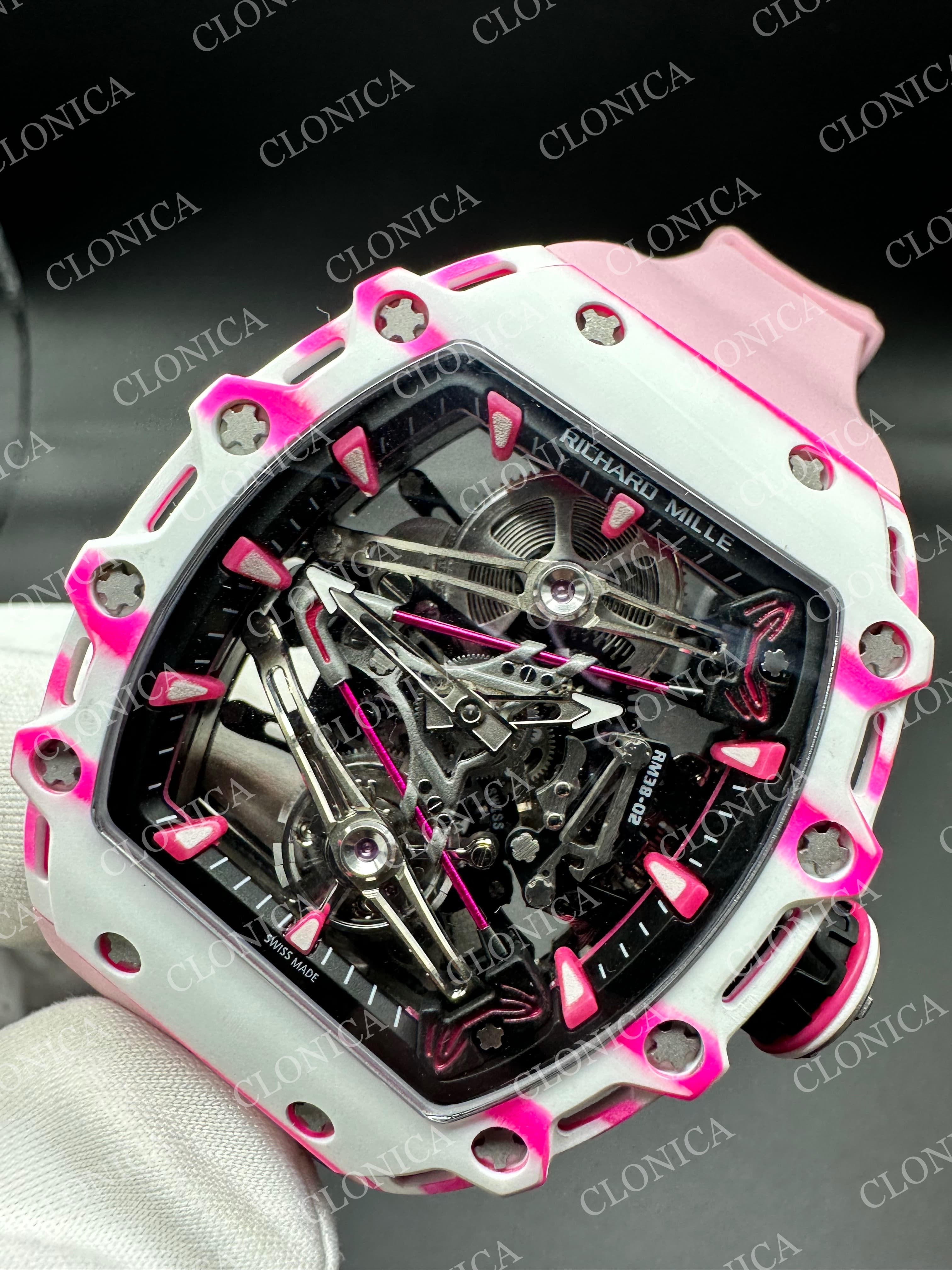 Richard mille RM038-02 WHITE CARBON TOURBULLION PINK STRAP — view 3