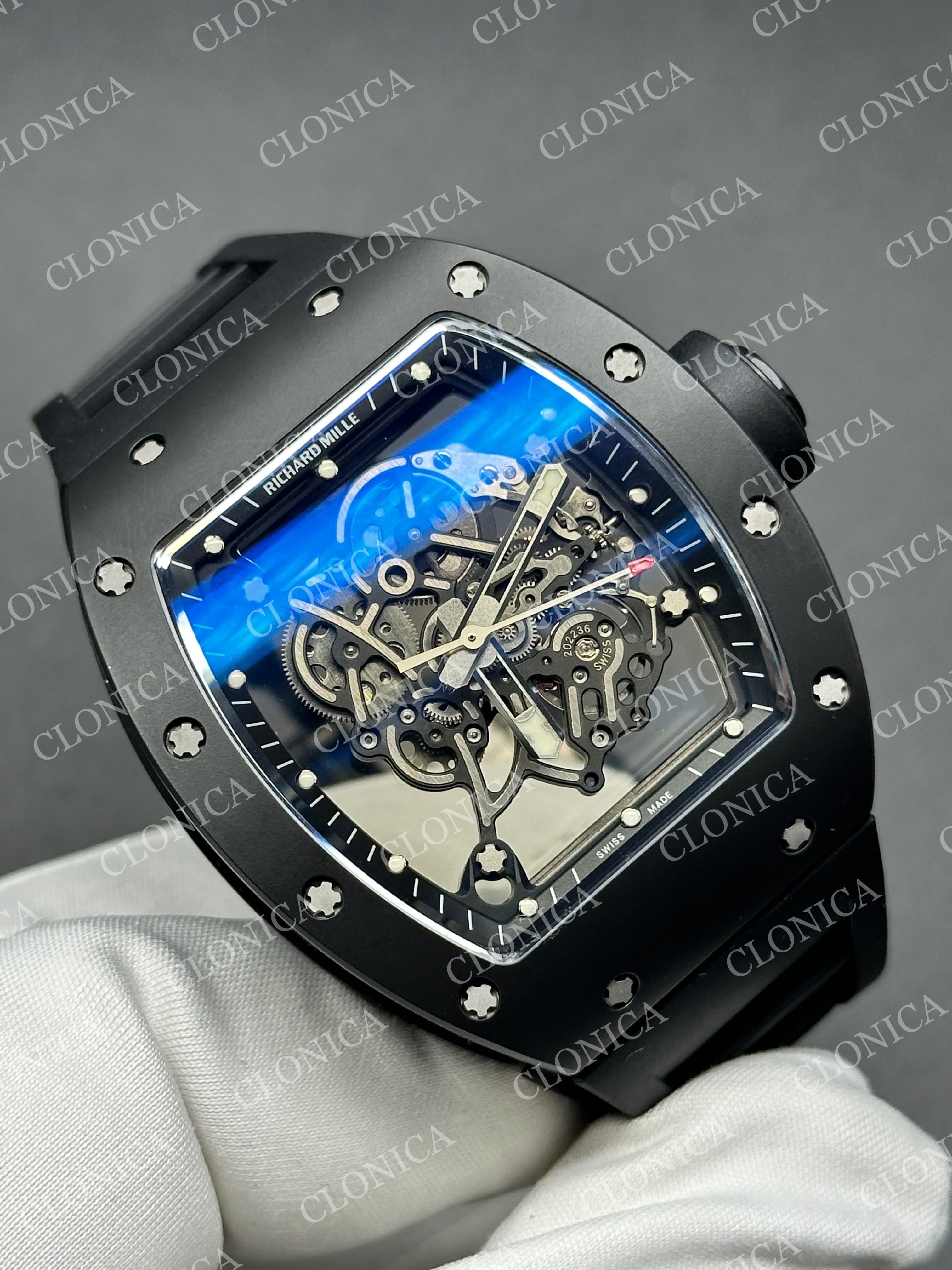 RM055 BLACK CERAMIC BLACK INNER BEZEL ON BLACK RUBBER STRAP RMUL2 — view 3