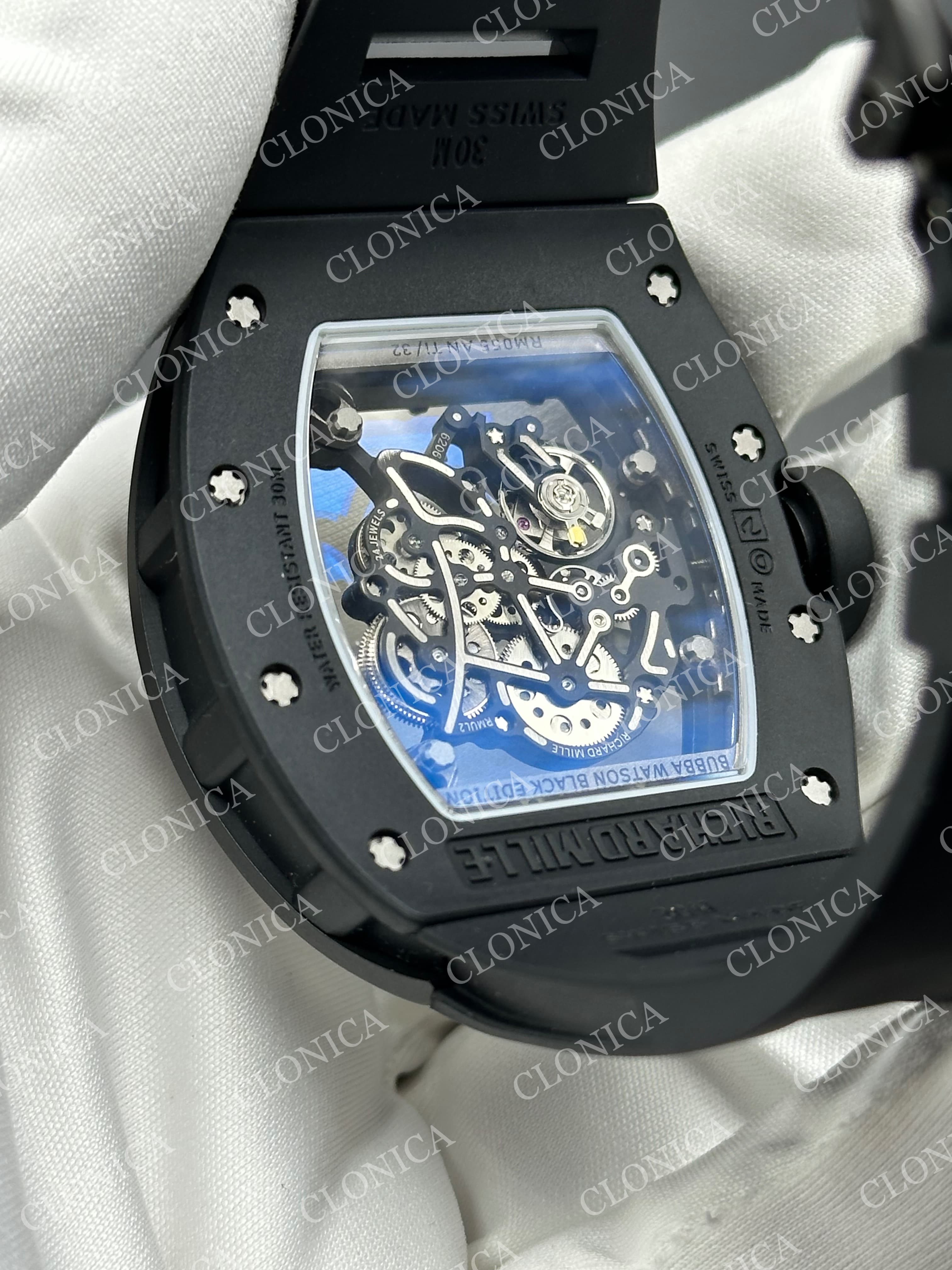 RM055 BLACK CERAMIC BLACK INNER BEZEL ON BLACK RUBBER STRAP RMUL2 — view 5
