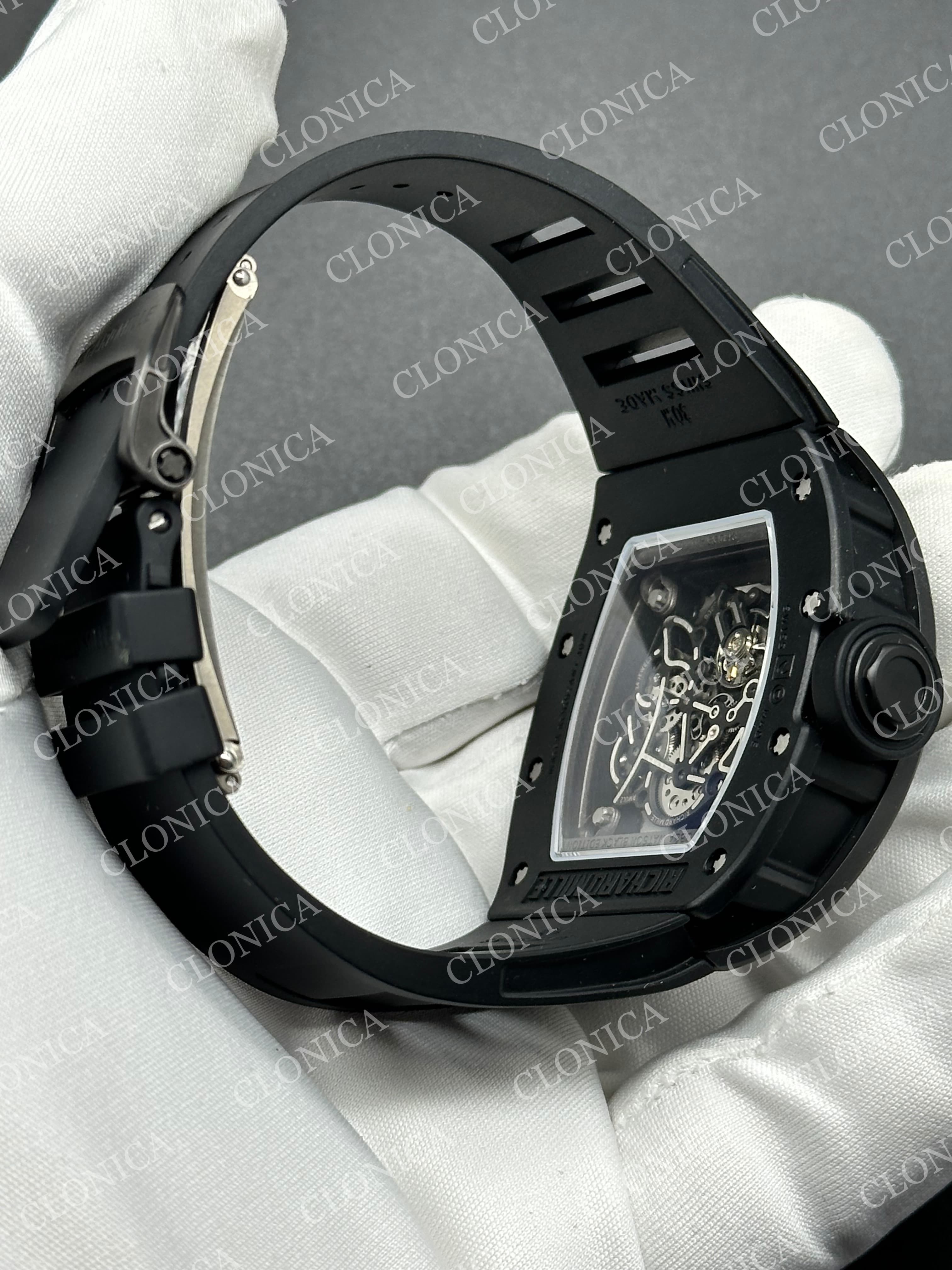 RM055 BLACK CERAMIC BLACK INNER BEZEL ON BLACK RUBBER STRAP RMUL2 — view 6