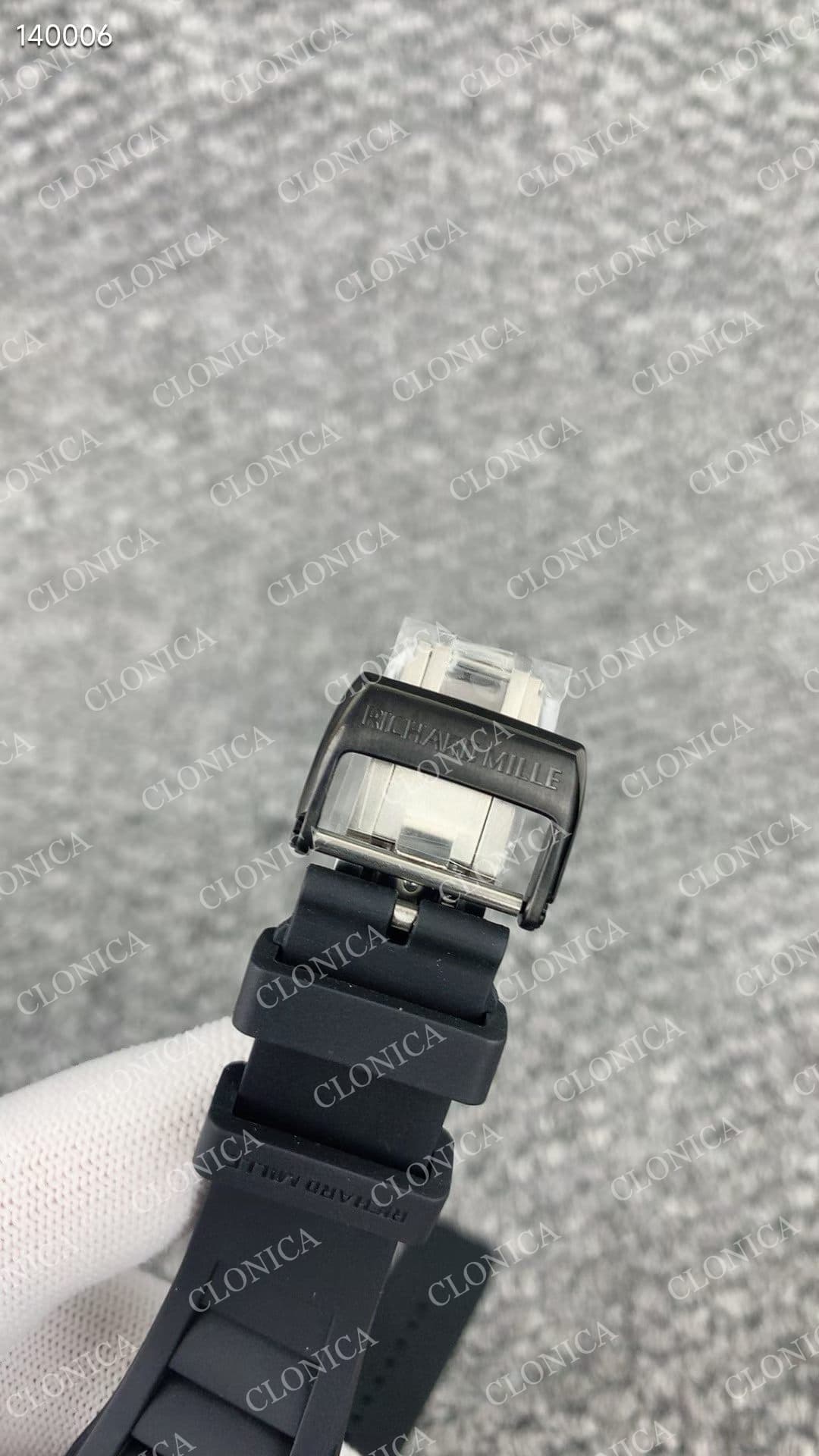 RM055 BLACK CERAMIC ROSE GOLD INNER BEZEL ON BLACK RUBBER STRAP RMUL2 — view 7