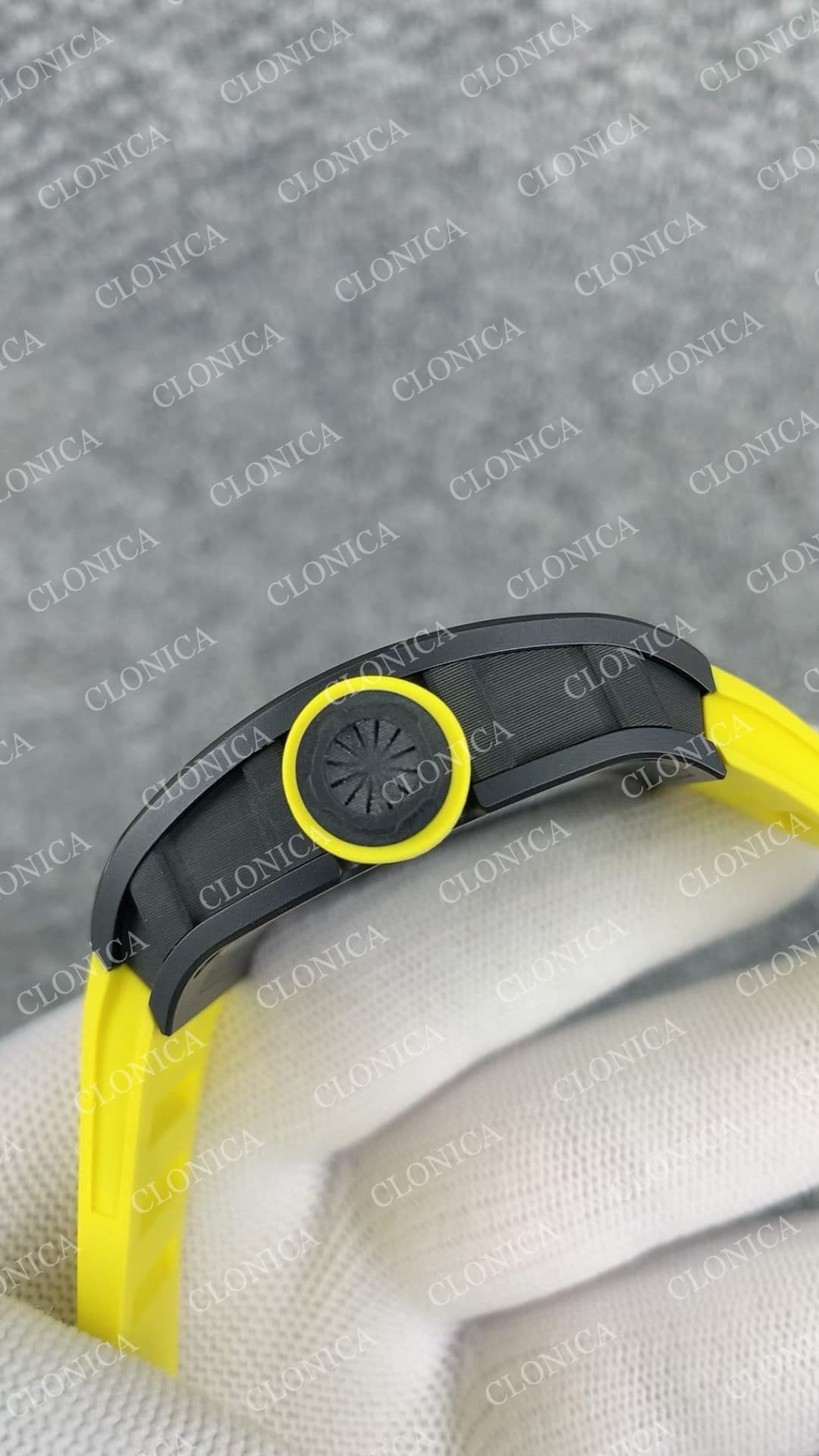 RM035 BLACK CERAMIC BLACK INNER BEZEL ON YELLOW RUBBER STRAP RMUL1 — view 5