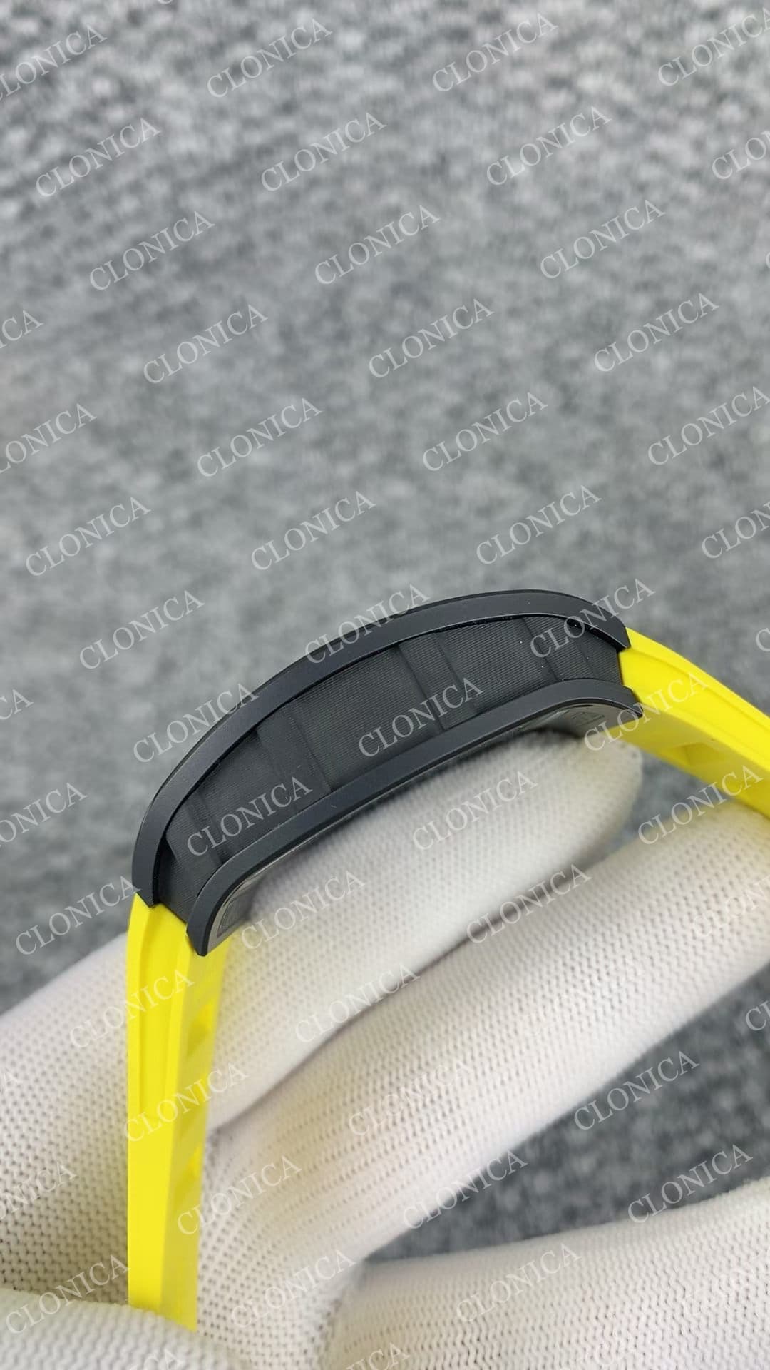 RM035 BLACK CERAMIC BLACK INNER BEZEL ON YELLOW RUBBER STRAP RMUL1 — view 6