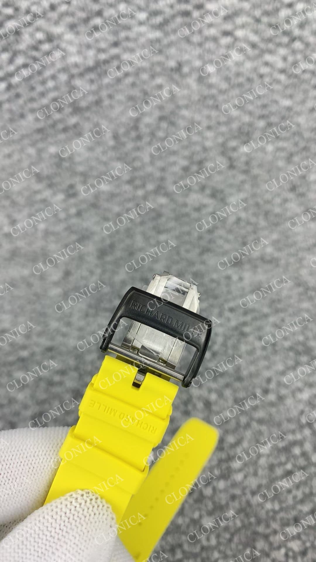 RM035 BLACK CERAMIC BLACK INNER BEZEL ON YELLOW RUBBER STRAP RMUL1 — view 8