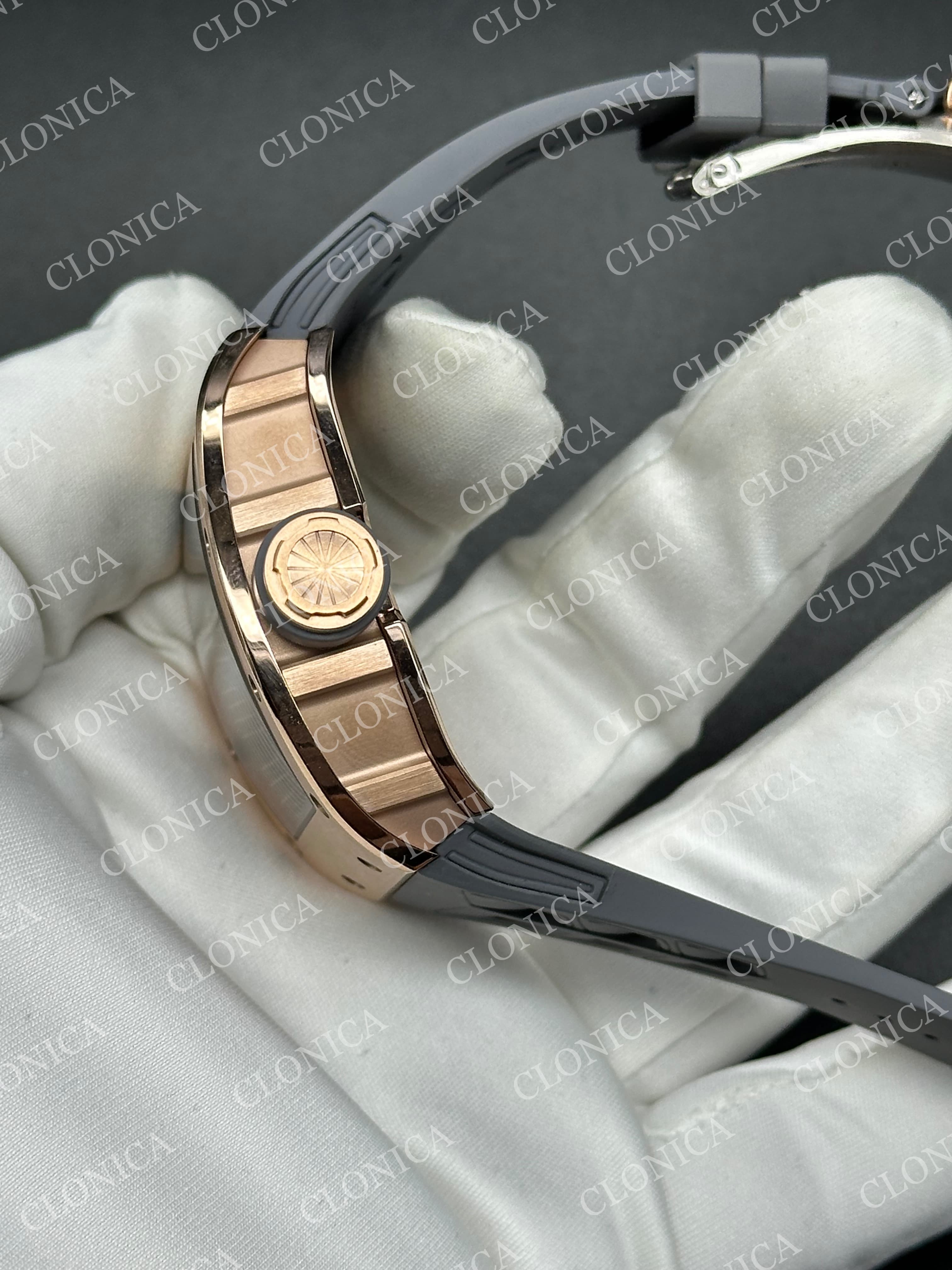 RM035 AMERICAS MANUAL RG 1:1 SKELETON DIAL ON GREY RUBBER STRAP SUPER CLONE RMUL1 — view 4