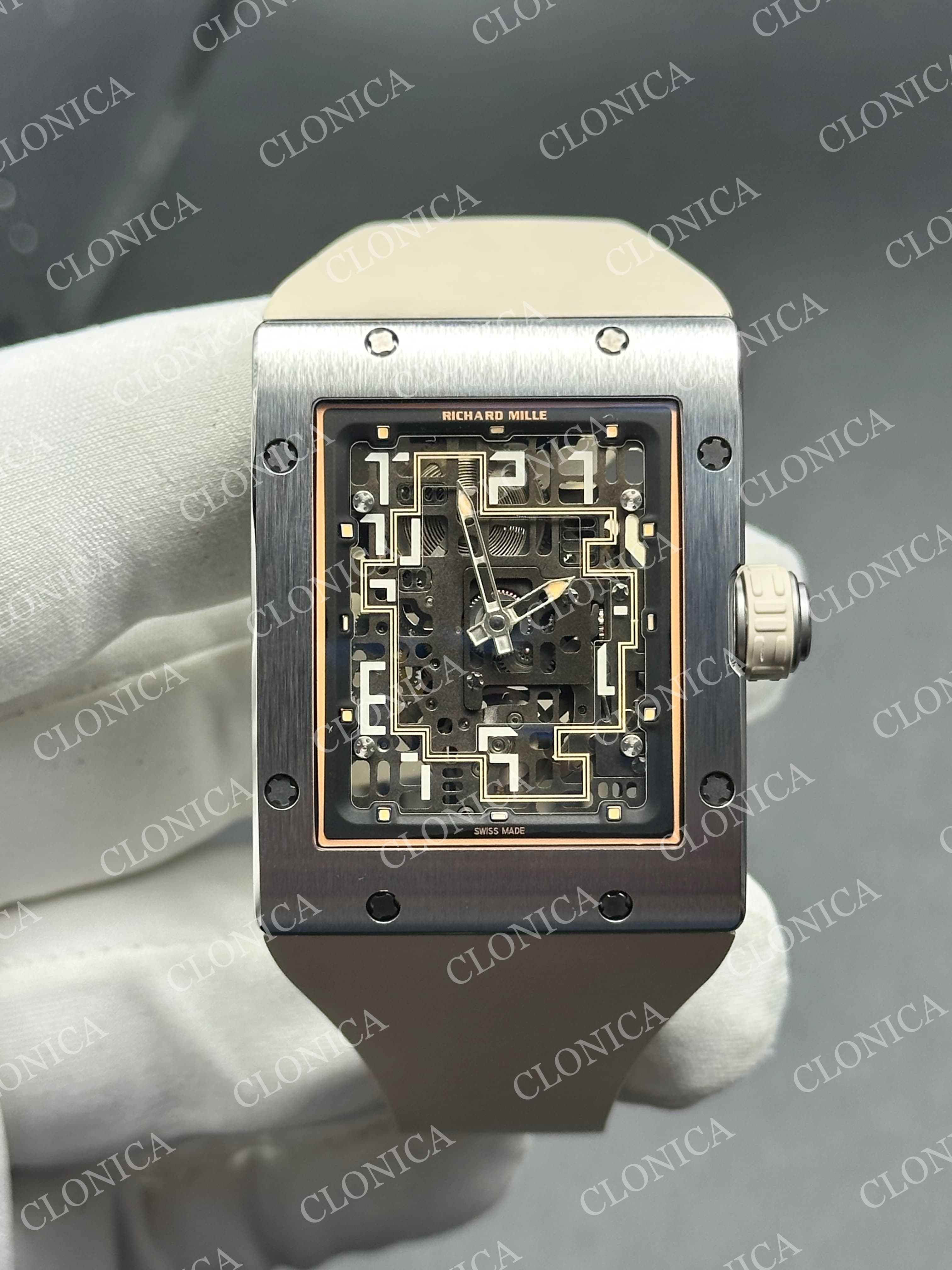 RM16-02 TITANIUM SKELETON DIAL ON CREAM RUBBER STRAP CRMA9 — view 1