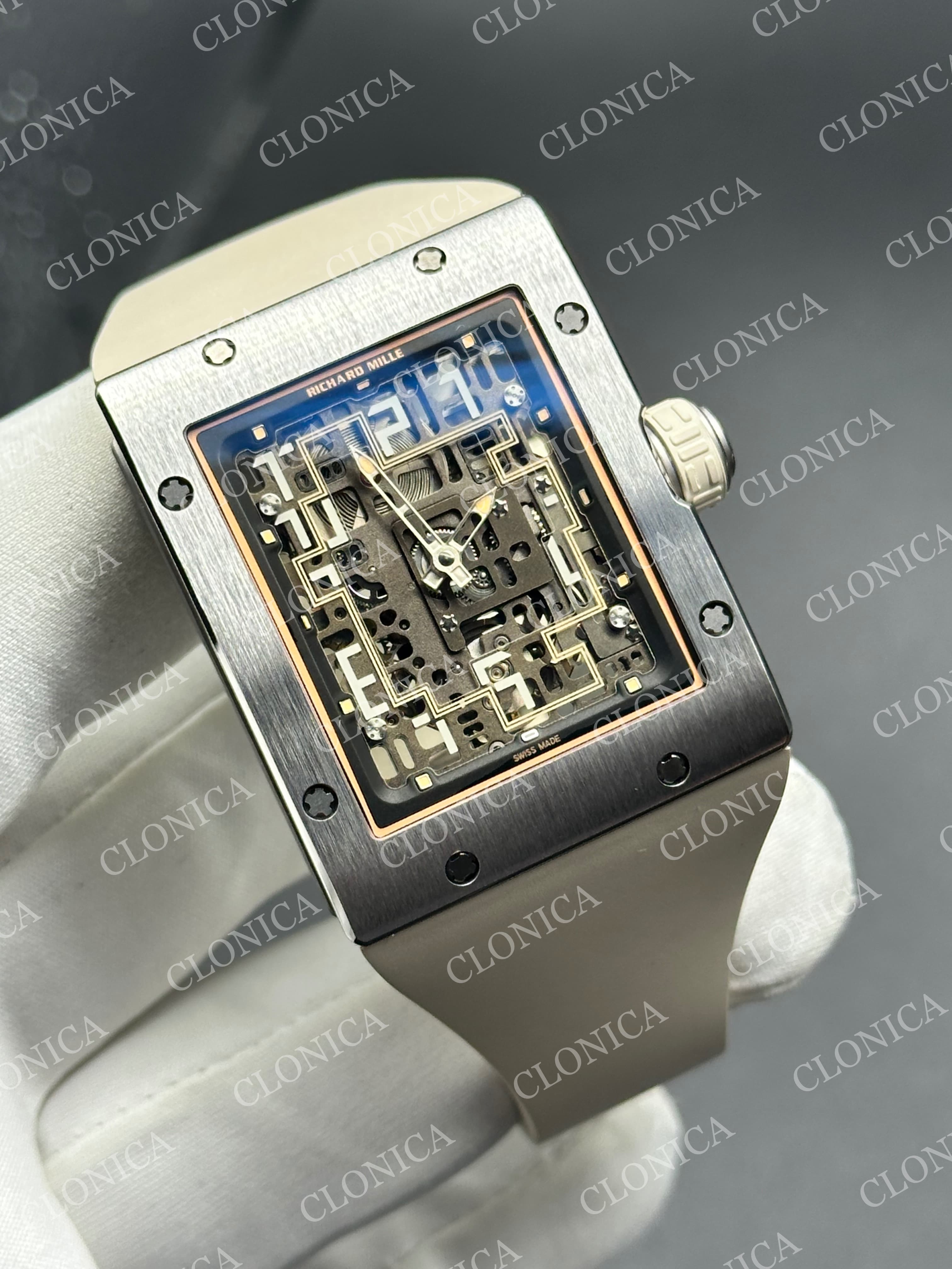 RM16-02 TITANIUM SKELETON DIAL ON CREAM RUBBER STRAP CRMA9 — view 2