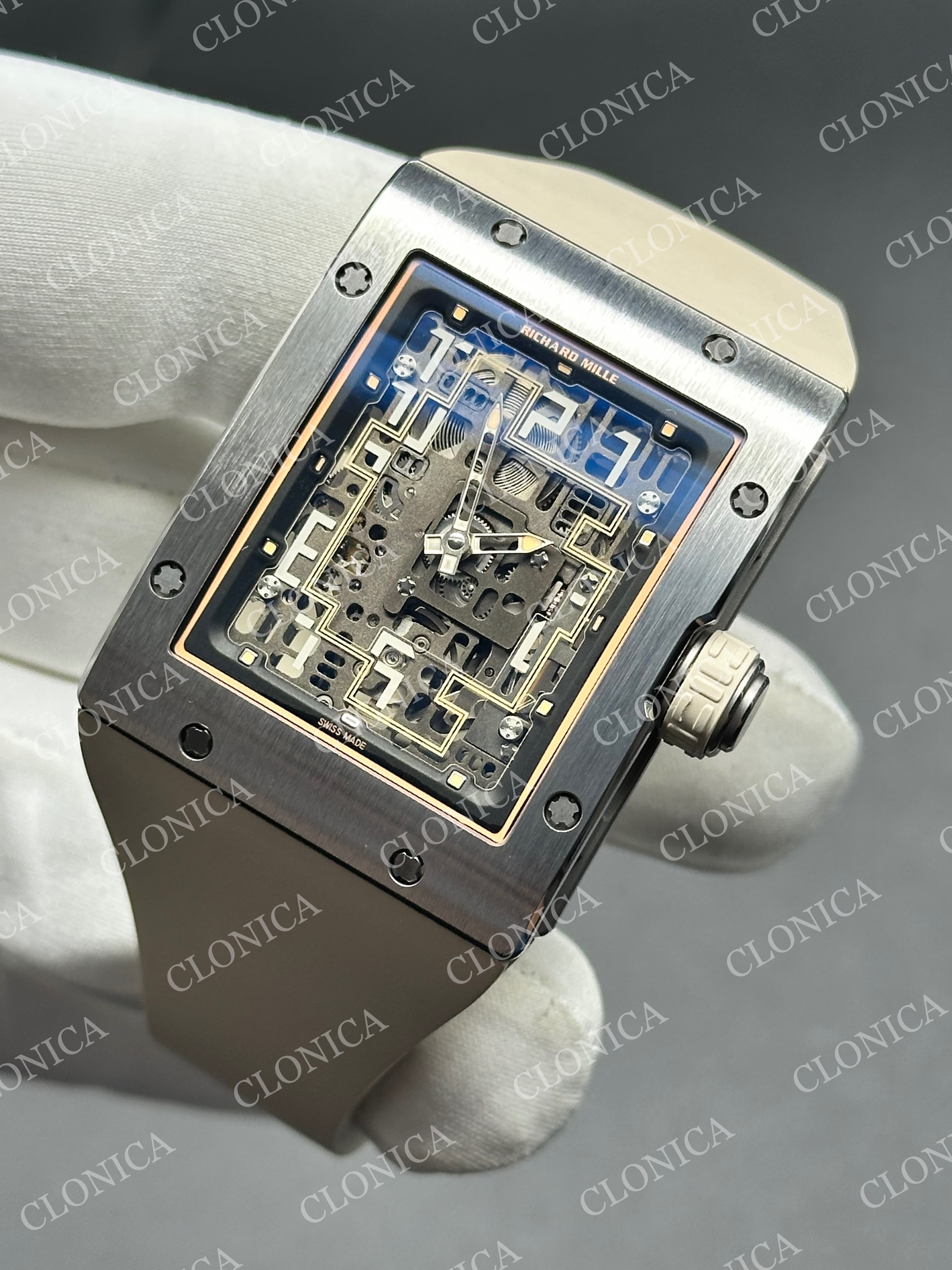 RM16-02 TITANIUM SKELETON DIAL ON CREAM RUBBER STRAP CRMA9 — view 3