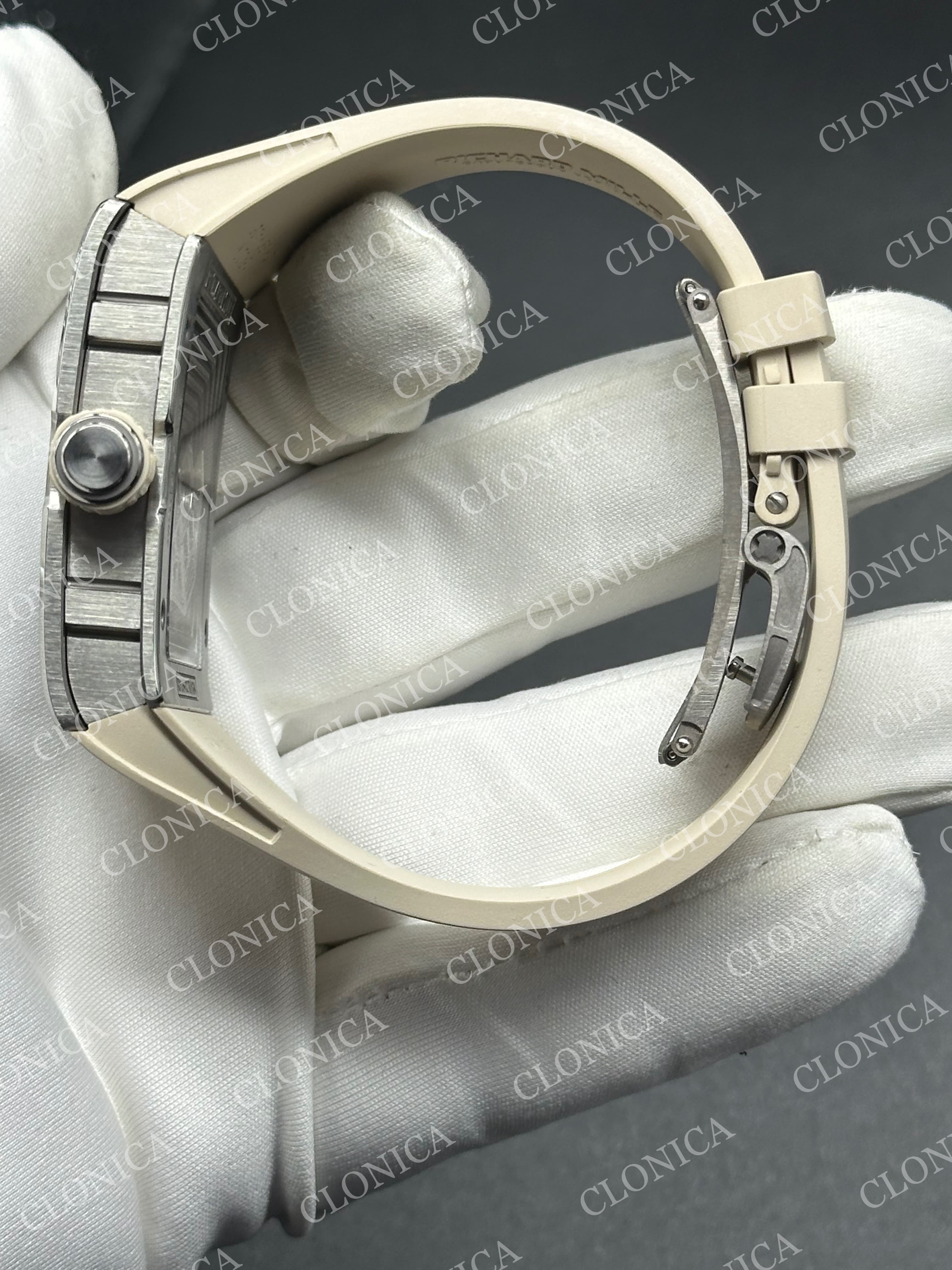 RM16-02 TITANIUM SKELETON DIAL ON CREAM RUBBER STRAP CRMA9 — view 4