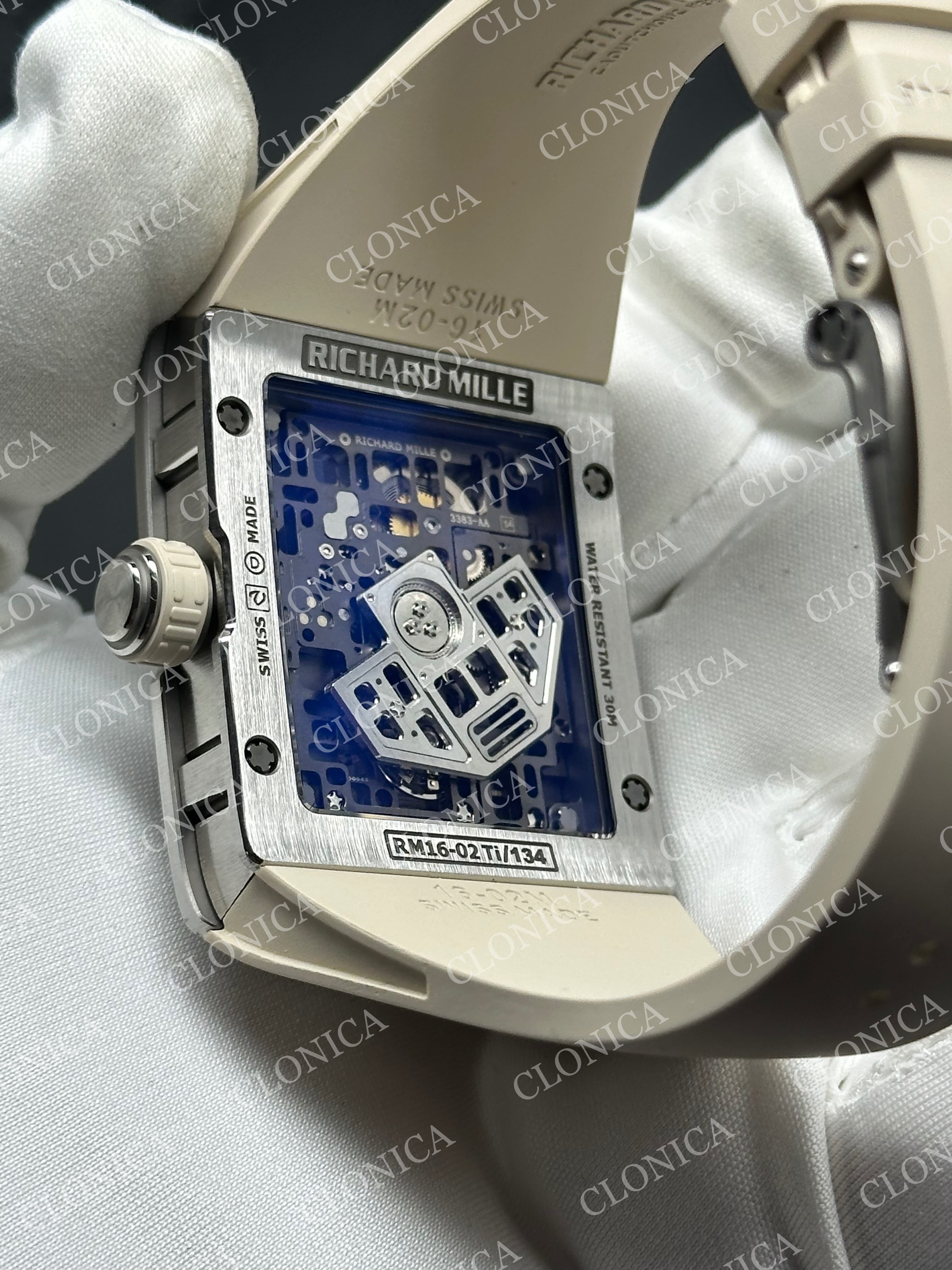 RM16-02 TITANIUM SKELETON DIAL ON CREAM RUBBER STRAP CRMA9 — view 5