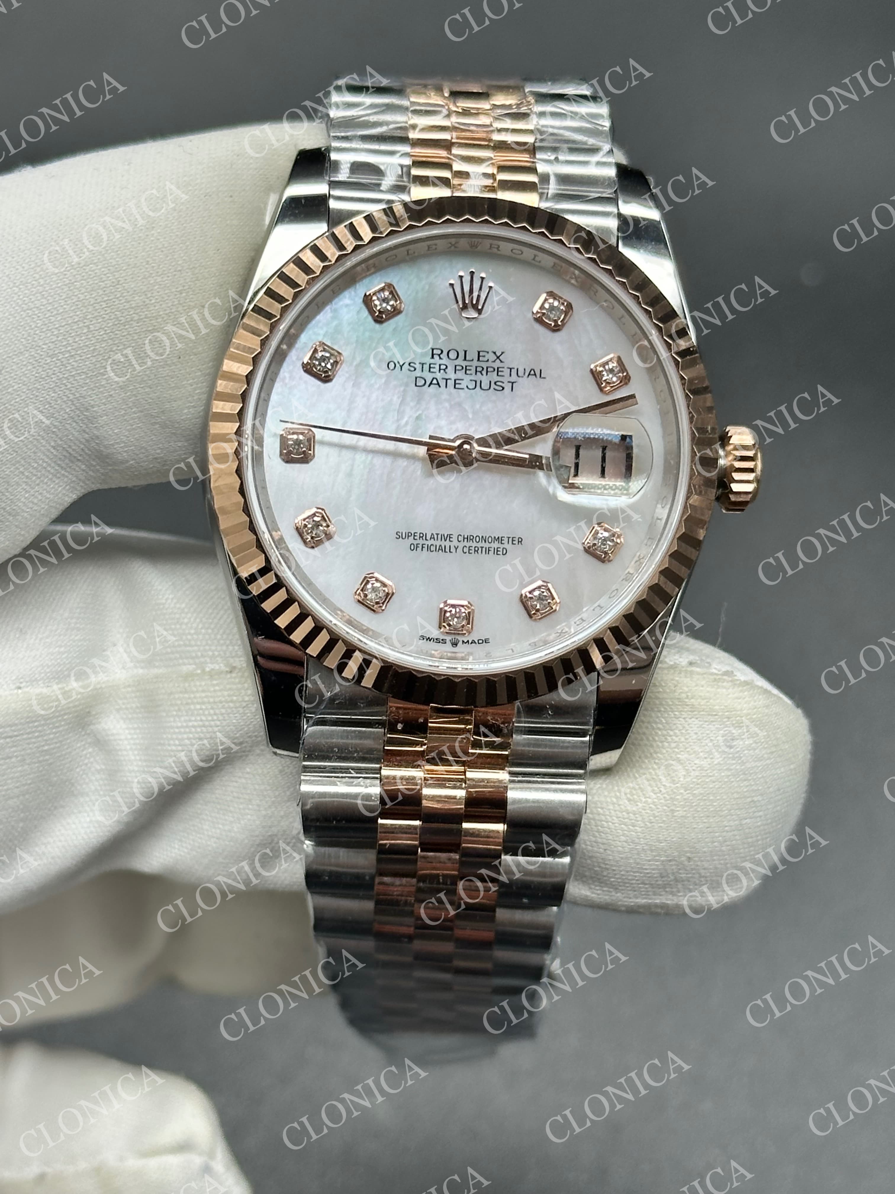 DATEJUST 36 SS 126231 904L SS/RG SILVER PEARL DIAL STICK MARKERS ON JUBILEE BRACELET DD3235 — view 1