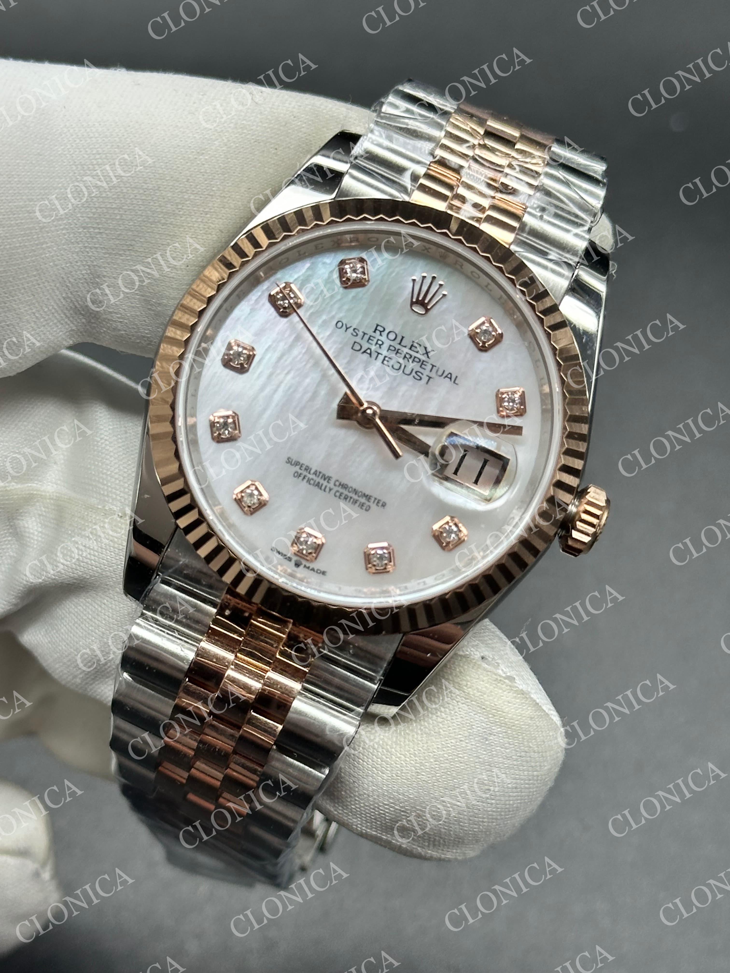 DATEJUST 36 SS 126231 904L SS/RG SILVER PEARL DIAL STICK MARKERS ON JUBILEE BRACELET DD3235 — view 2