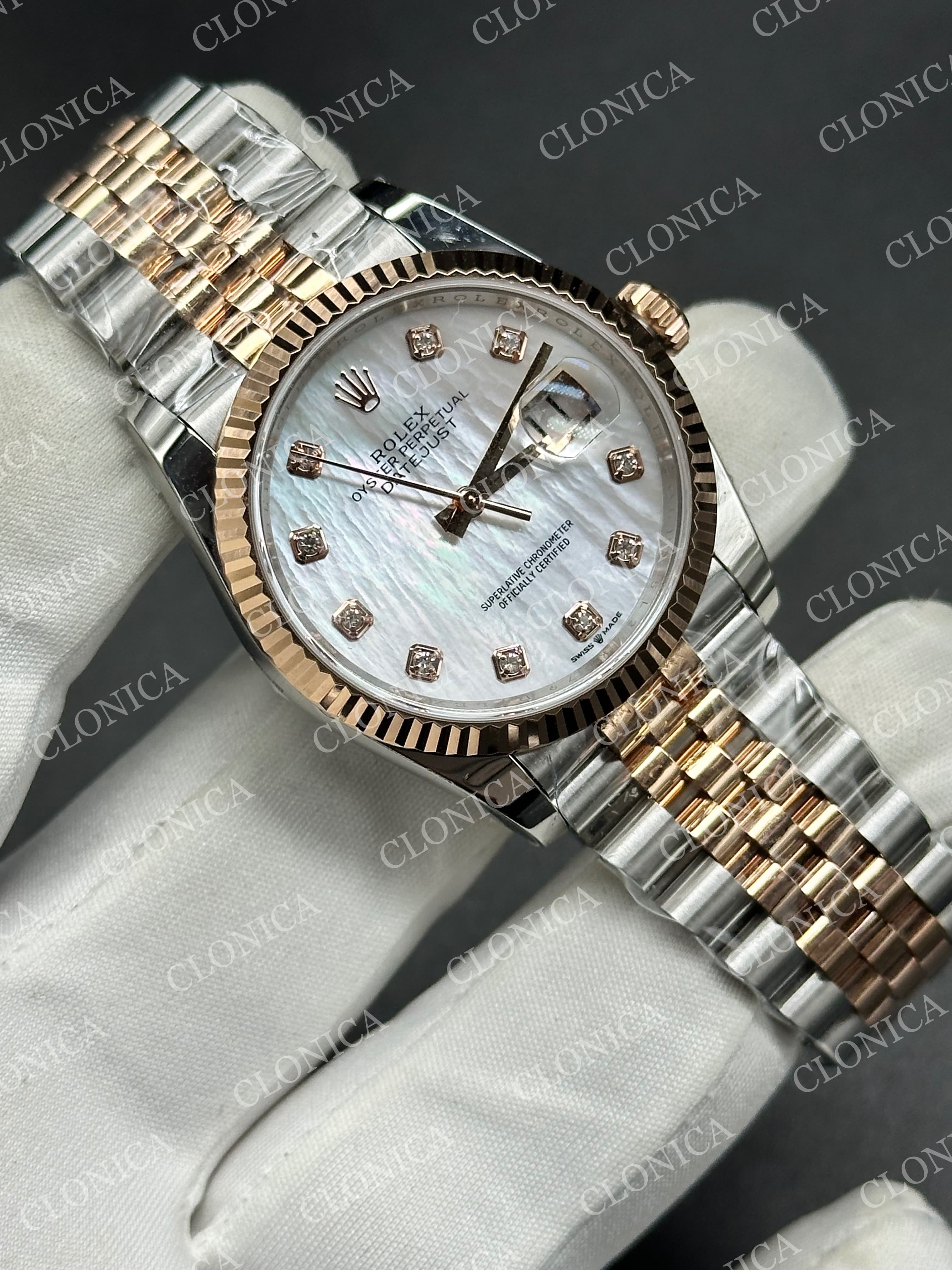 DATEJUST 36 SS 126231 904L SS/RG SILVER PEARL DIAL STICK MARKERS ON JUBILEE BRACELET DD3235 — view 3