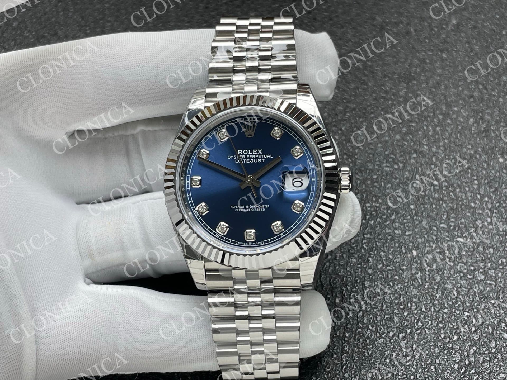 DATEJUST 41 126334 904L SS BLUE DIAMOND DIAL — view 1