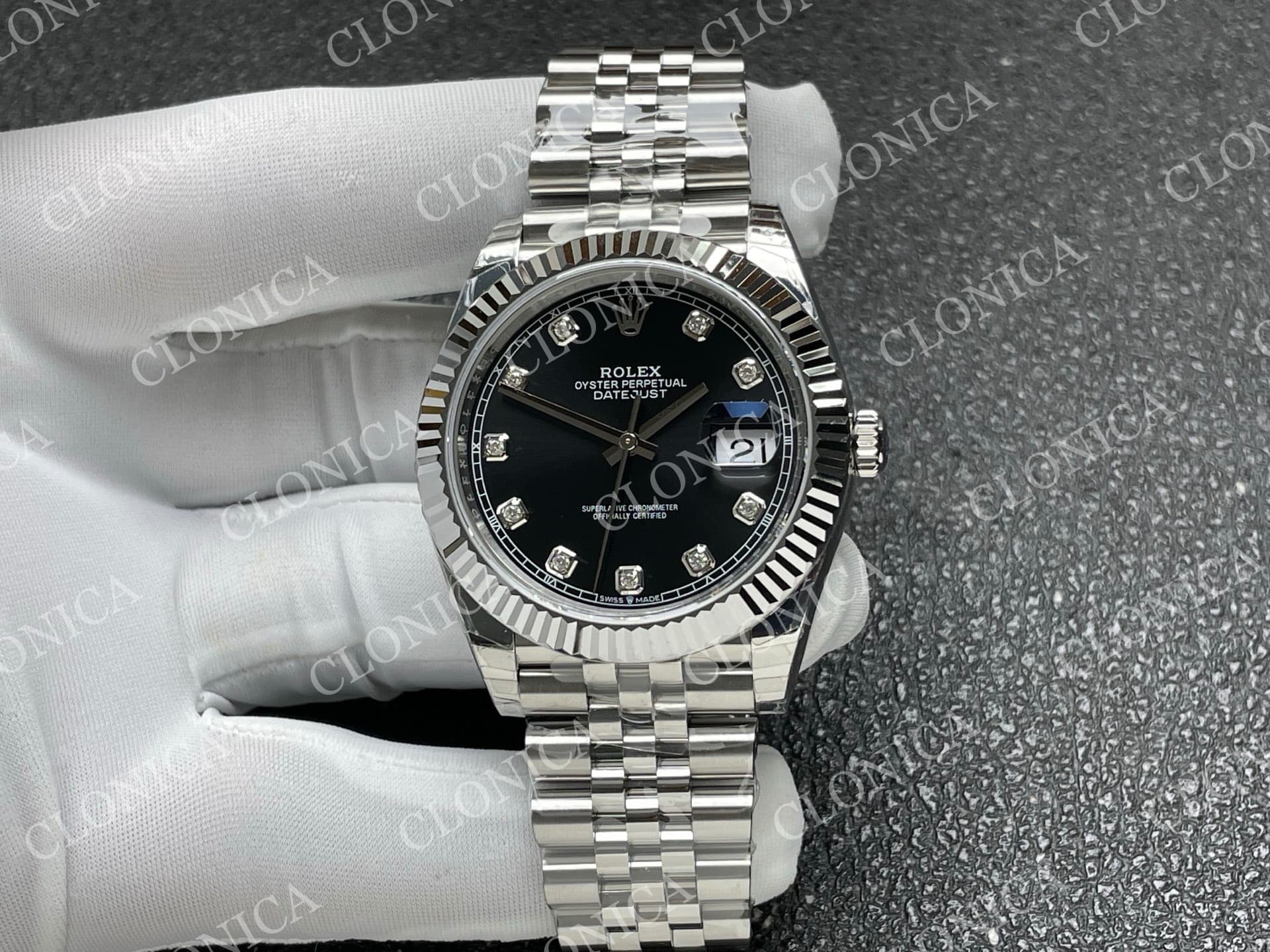DATEJUST 41 126334 904L SS BLACK DIAMOND DIAL — view 1