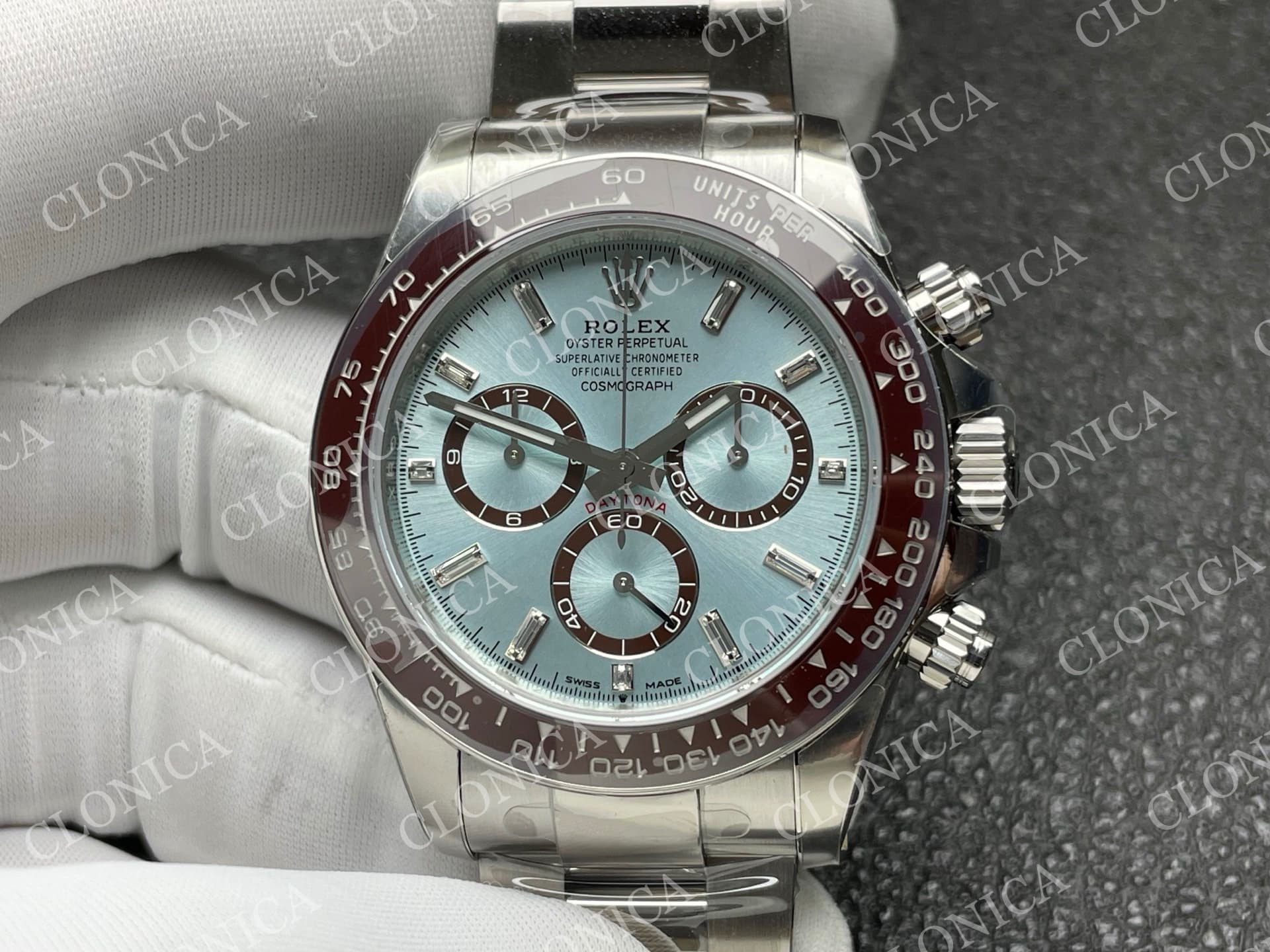 DAYTONA 126506 GAIN WEIGHT ICE BLUE DIAL STICK MARKERS ON BRACELET — view 3