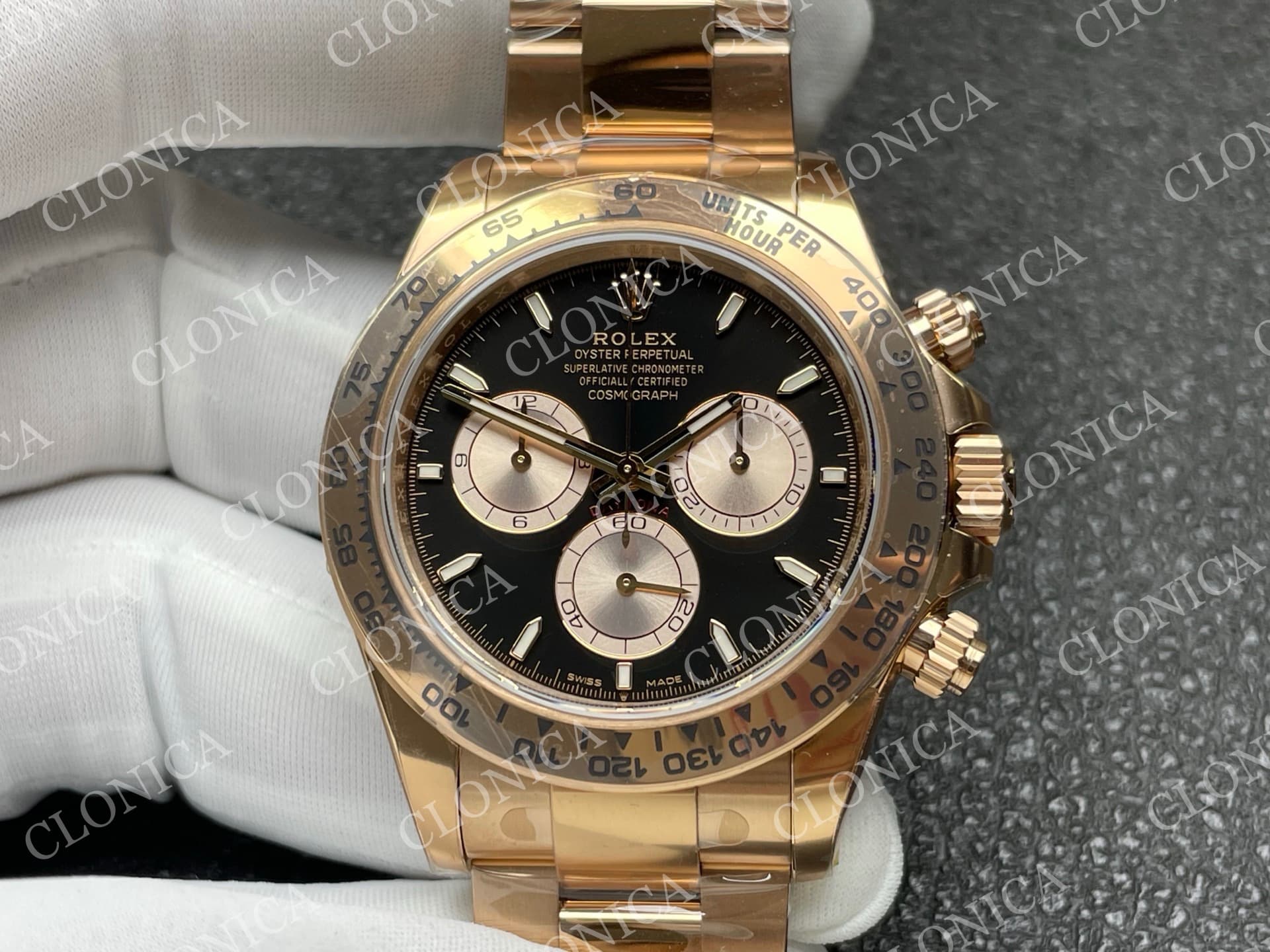 DAYTONA 126505 RG BLACK/SILVER STICK DIAL ON RG BRACLET DD4131 (WEIGHTED) — view 3