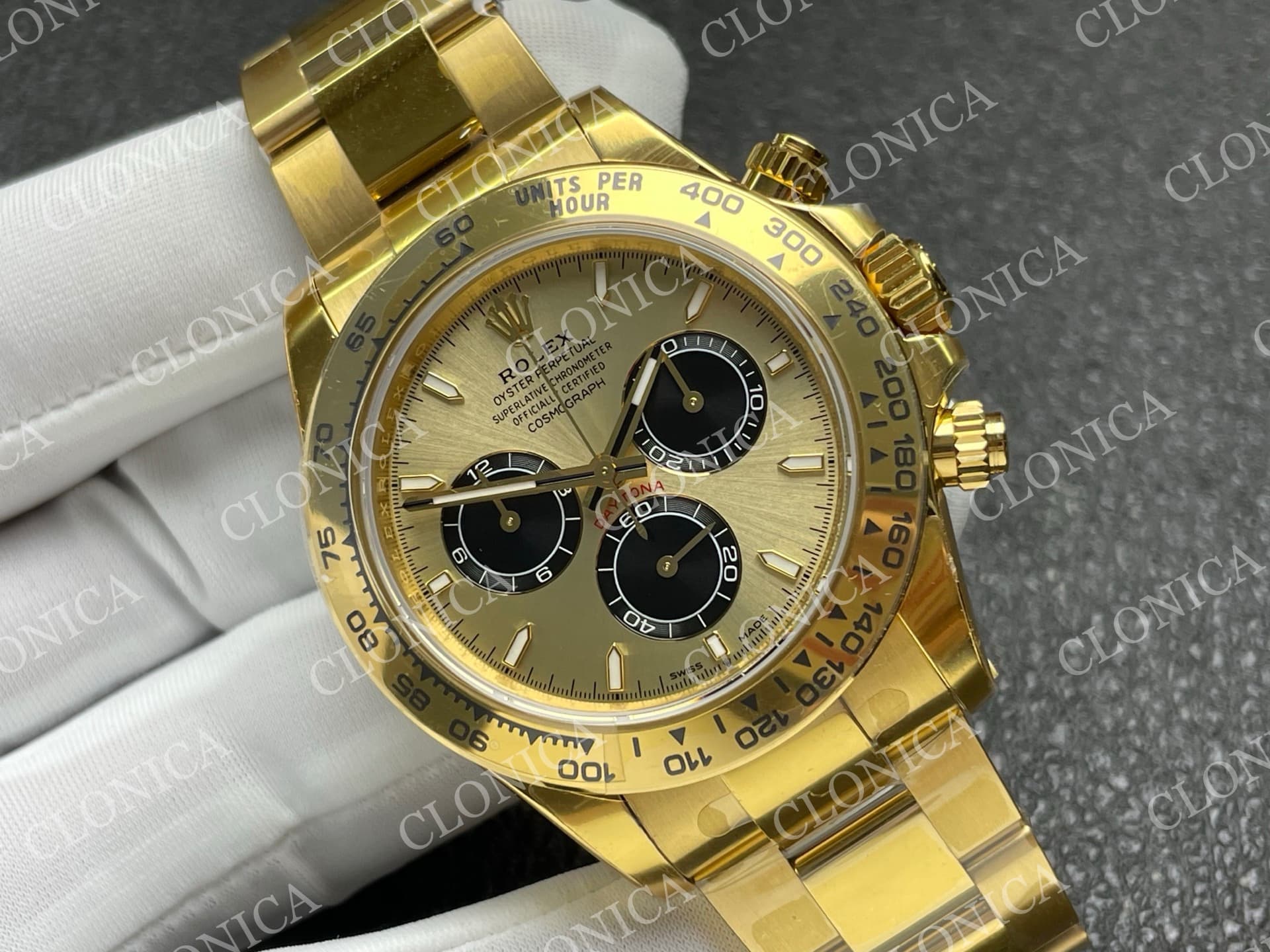 DAYTONA 126505 YG YELLOW/BLACK STICK DIAL ON YG BRACLET DD4131 (WEIGHTED) — view 2