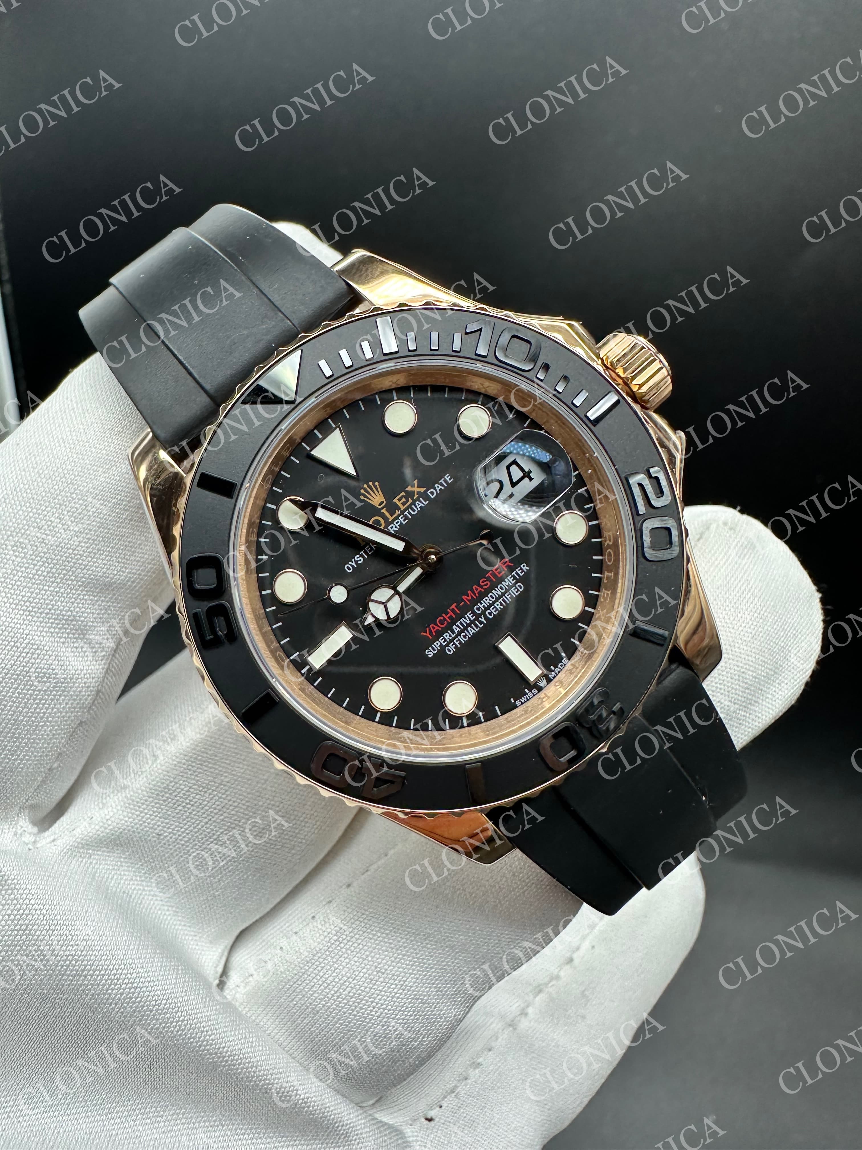 YACHT-MASTER 126655 3D BLACK CERAMIC BEZEL ON BLACK RUBBER STRAP DD3235 — view 3