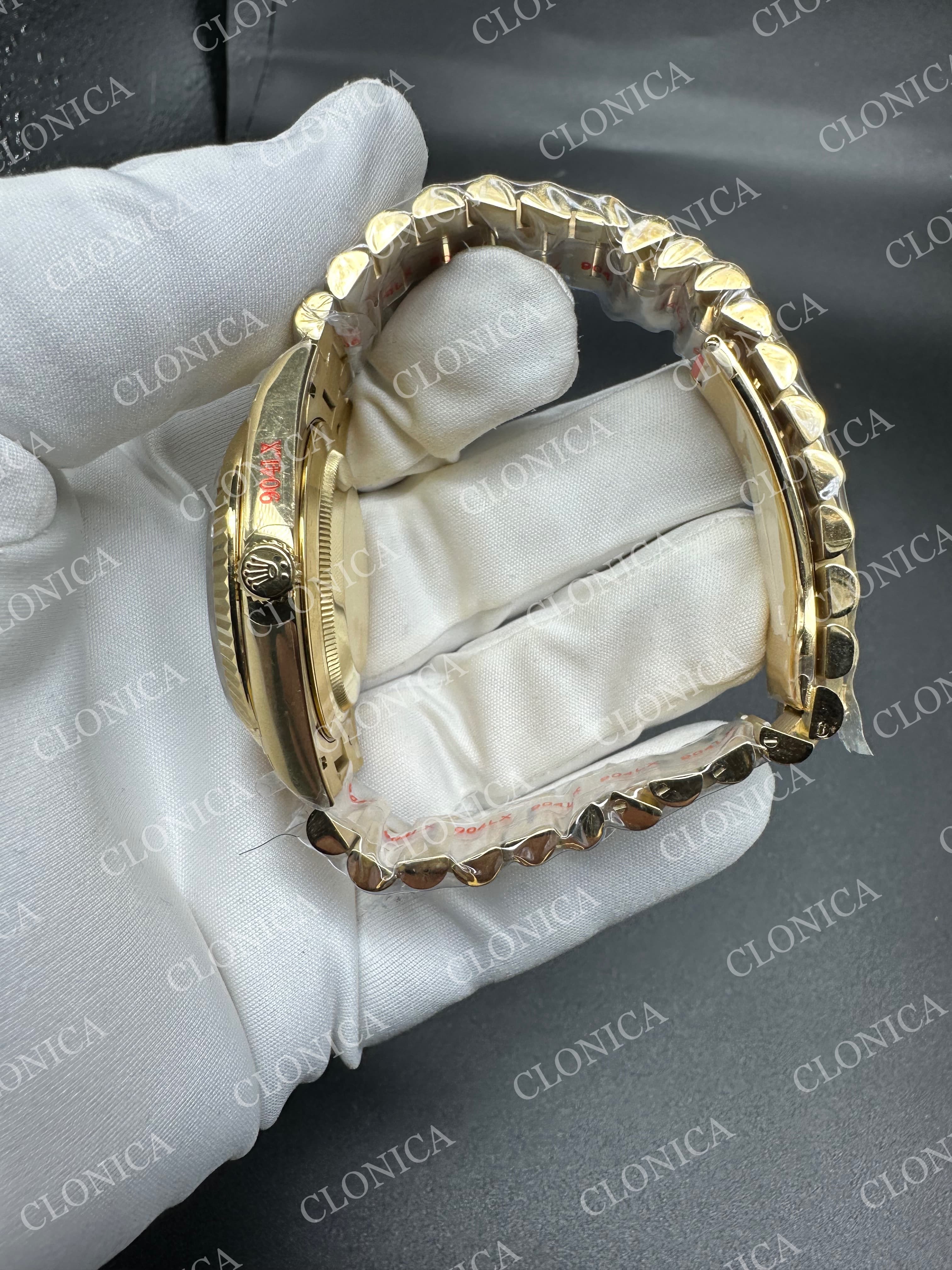 DAY DATE 228238 40MM GAIN WEIGHT GREEN OMBRE DIAL ROMAN MARKER ON YG PRESIDENT BRACELET — view 5