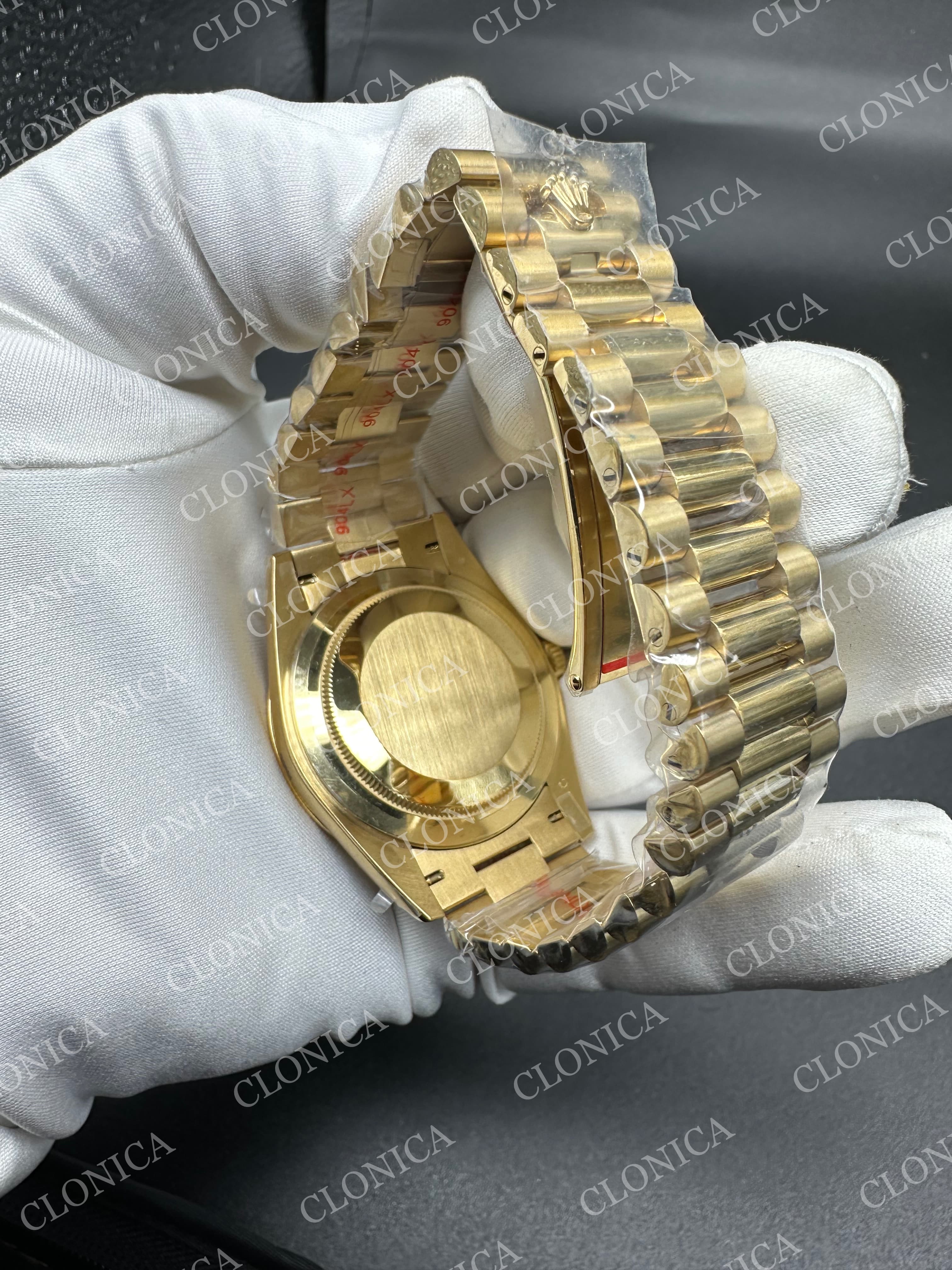 DAY DATE 228238 40MM GAIN WEIGHT GREEN OMBRE DIAL ROMAN MARKER ON YG PRESIDENT BRACELET — view 7