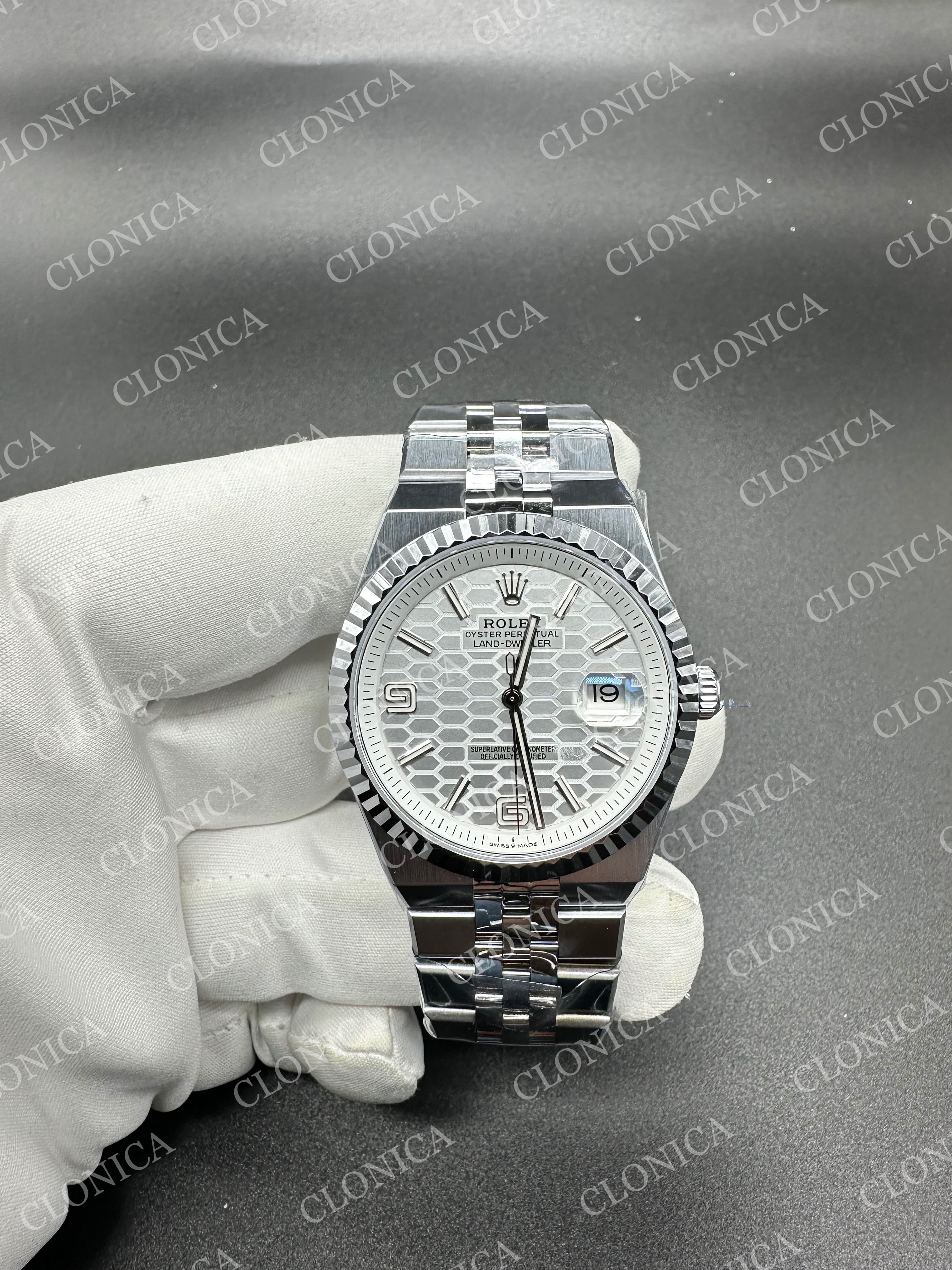 LAND DWELLER 127336 GAIN WEIGHT ICE WHITE DIAL ON SS BRACELET — view 1