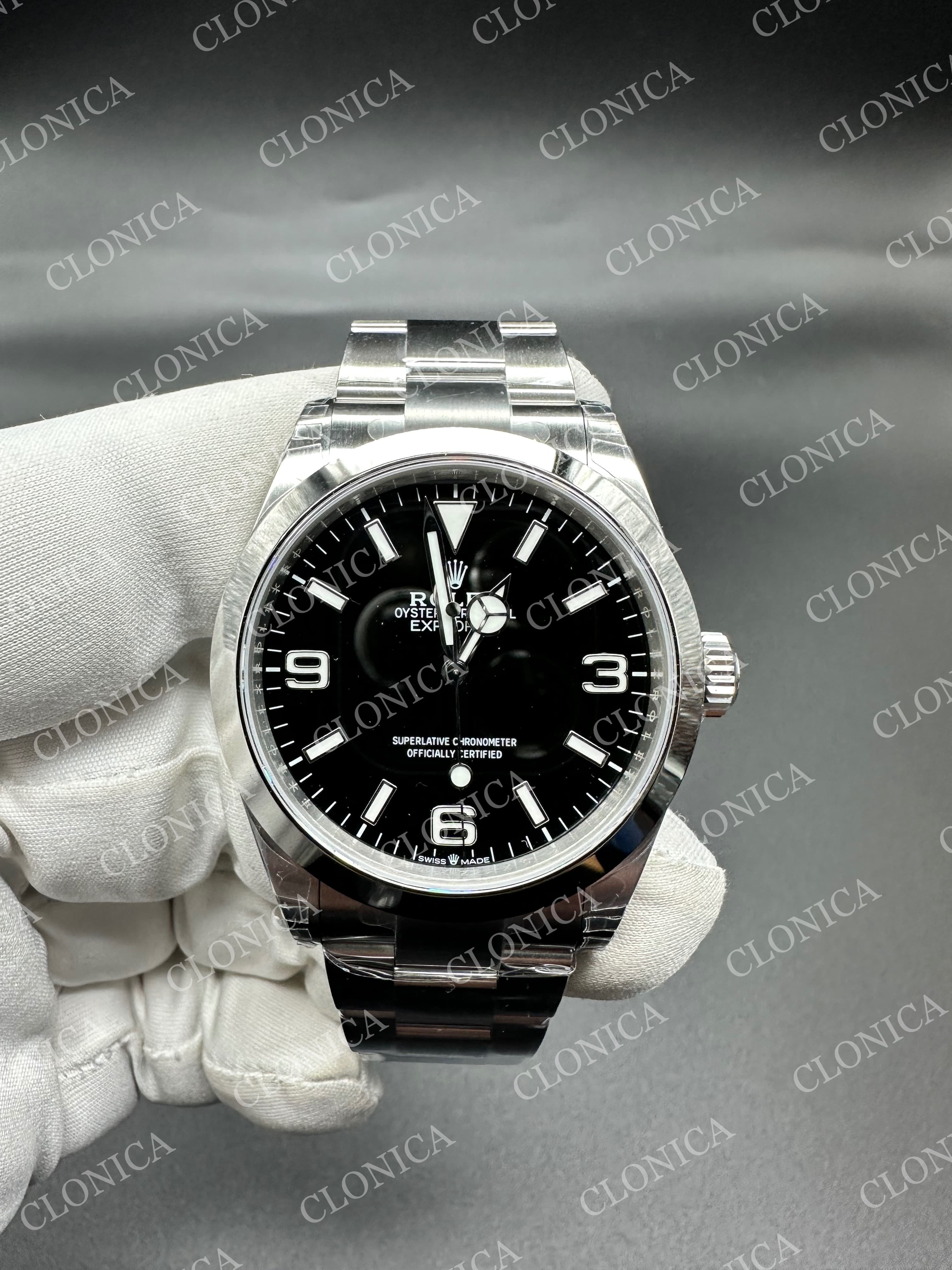EXPLORER 124270 40MM 904L SS BLACK DIAL ON 904L SS BRACELET — view 1