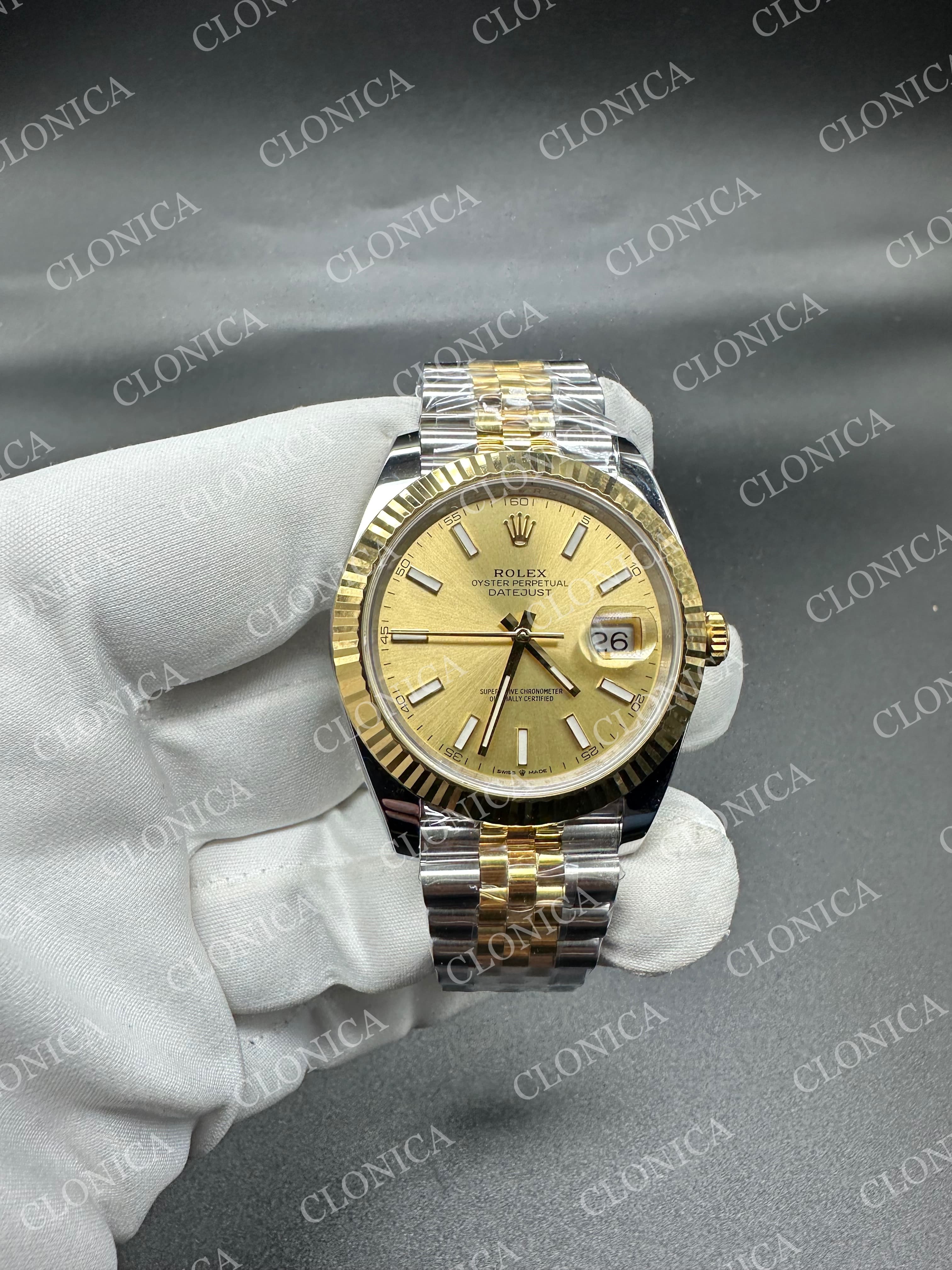 DATEJUST 41MM 126331 904 SS/YG GOLD DIAL STICK MARKER ON JUBILEE BRACELET — view 1