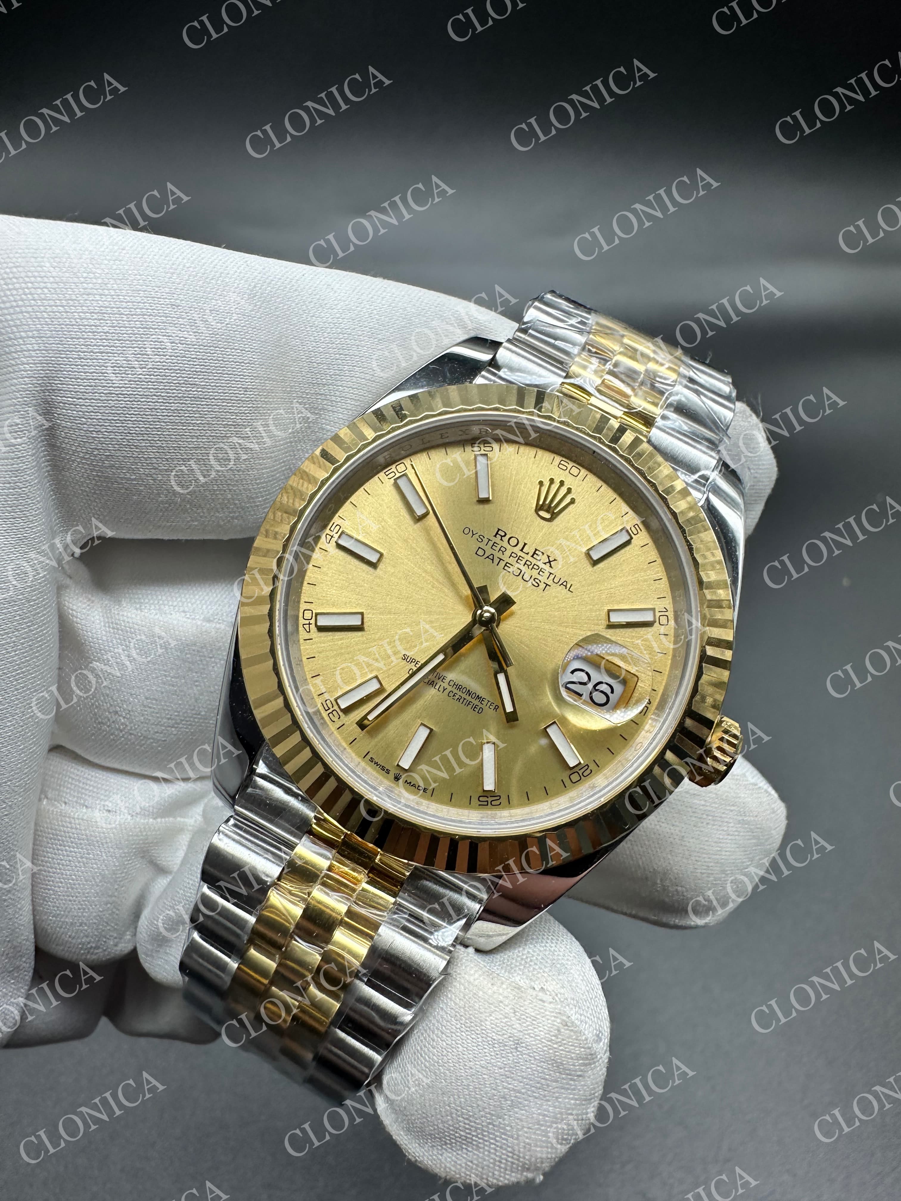 DATEJUST 41MM 126331 904 SS/YG GOLD DIAL STICK MARKER ON JUBILEE BRACELET — view 3