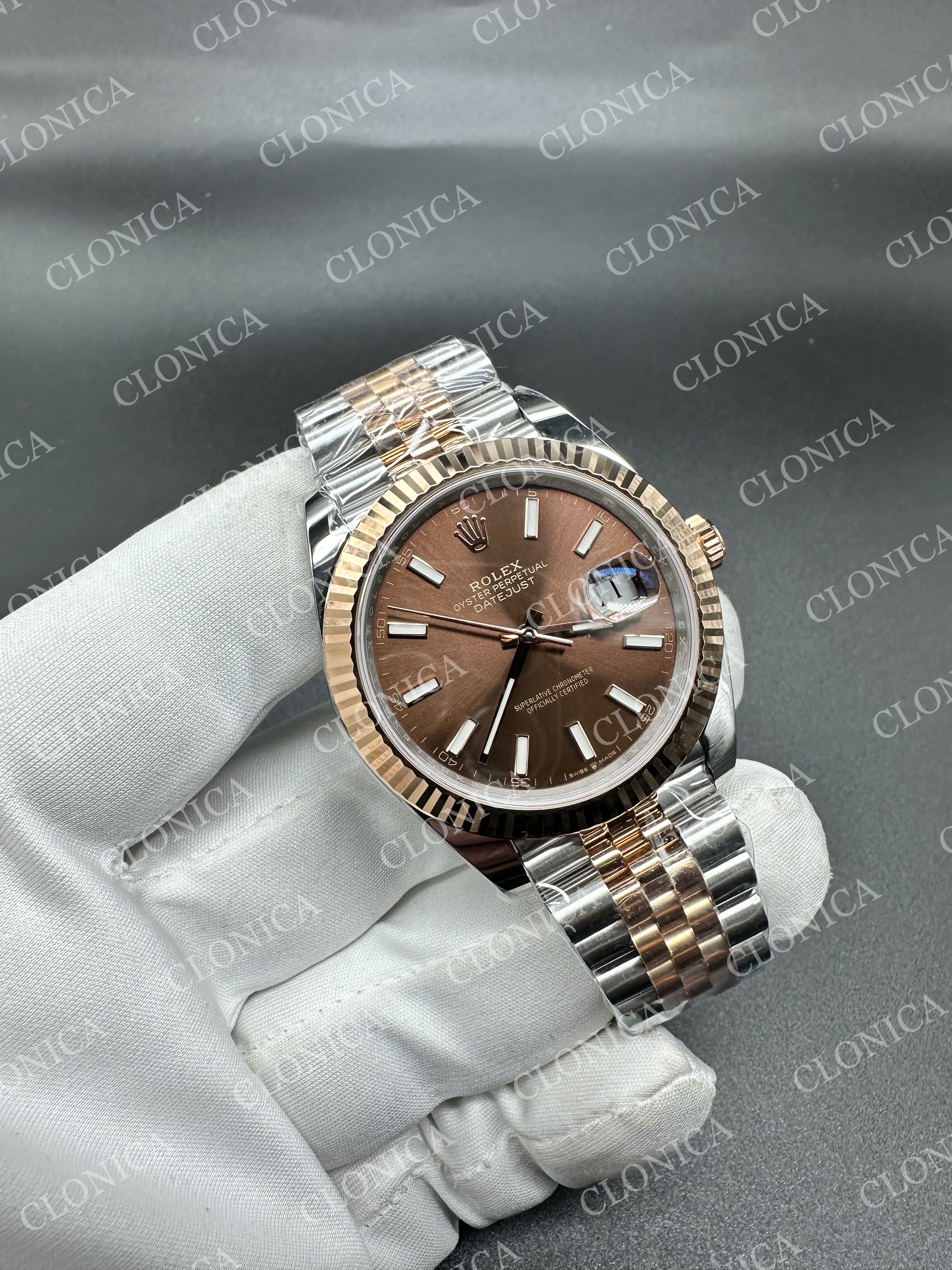 DATEJUST 41MM 126331 904 SS/RG BROWN DIAL STICK MARKER ON JUBILEE BRACELET — view 2