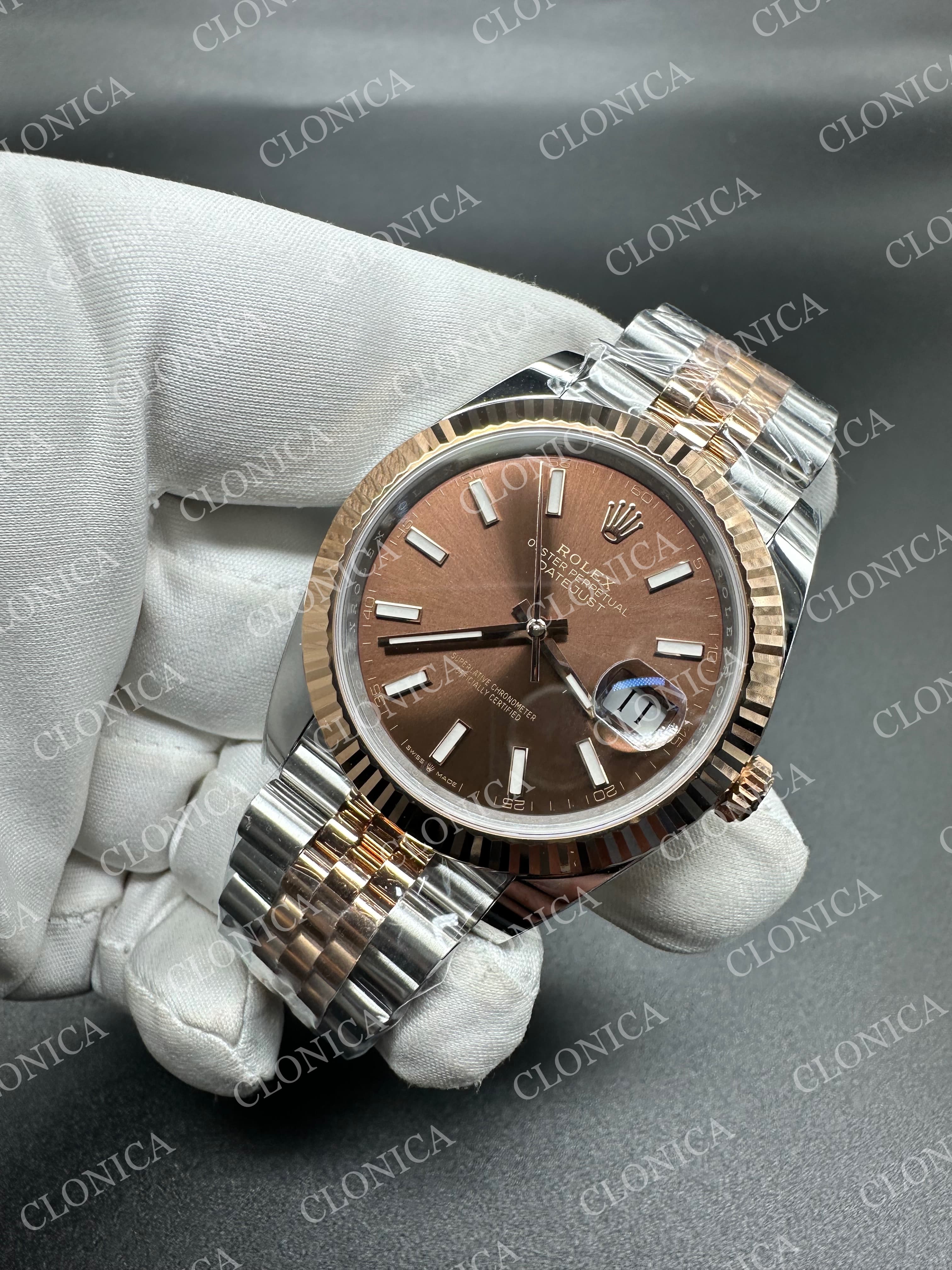 DATEJUST 41MM 126331 904 SS/RG BROWN DIAL STICK MARKER ON JUBILEE BRACELET — view 3